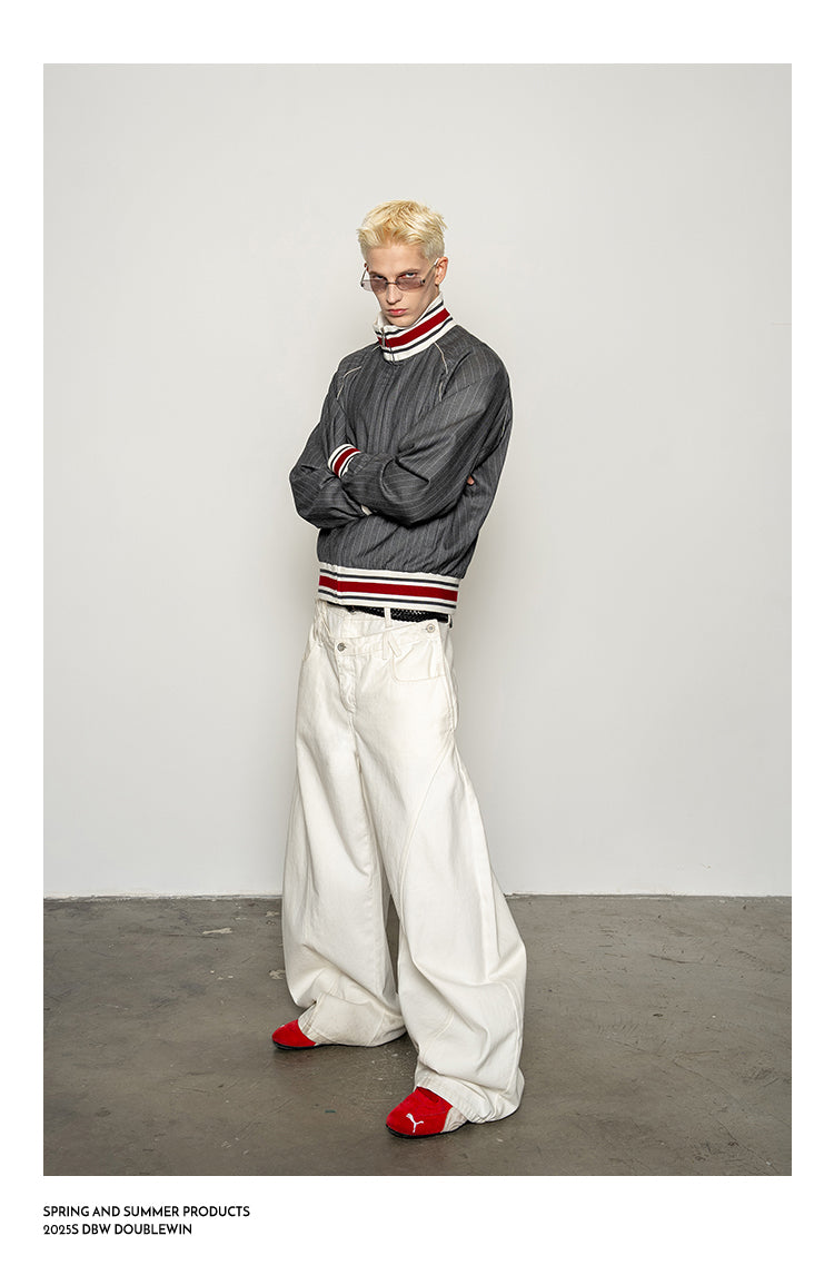 Striped High-Collared Jacket