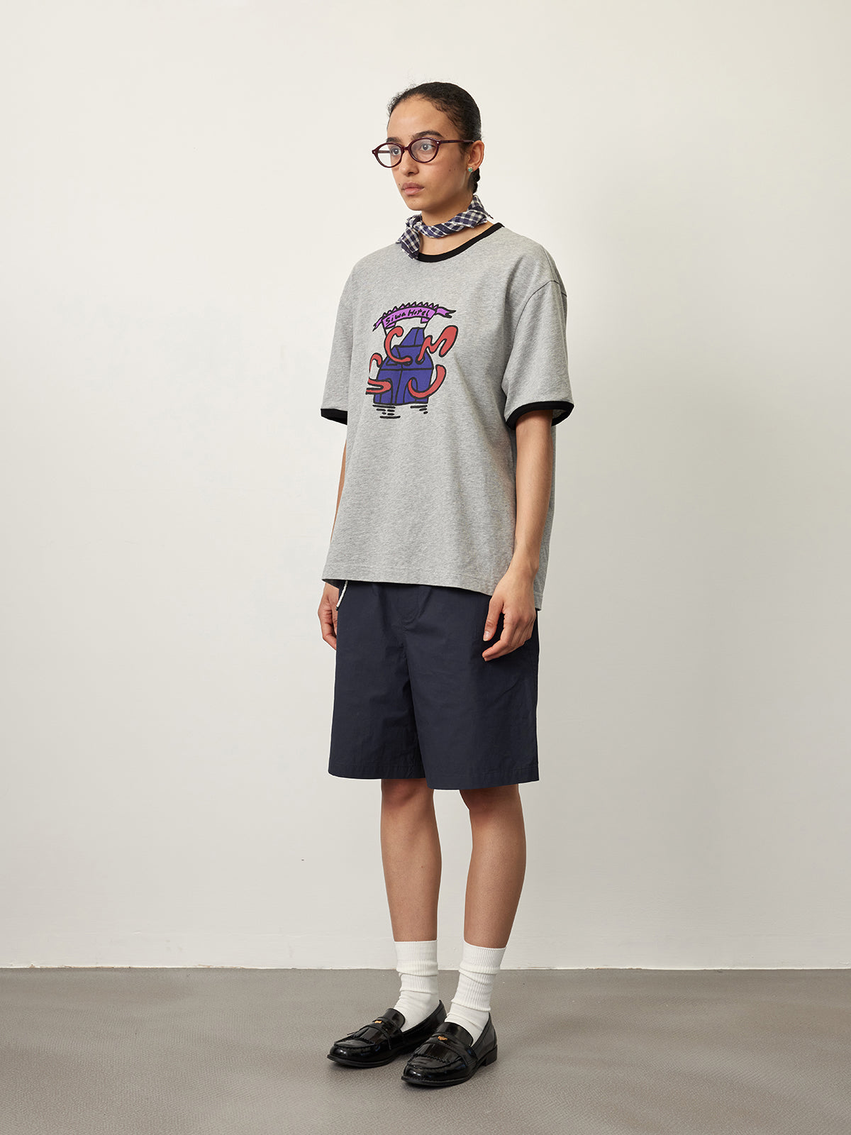 Contrast ribbed T-shirt