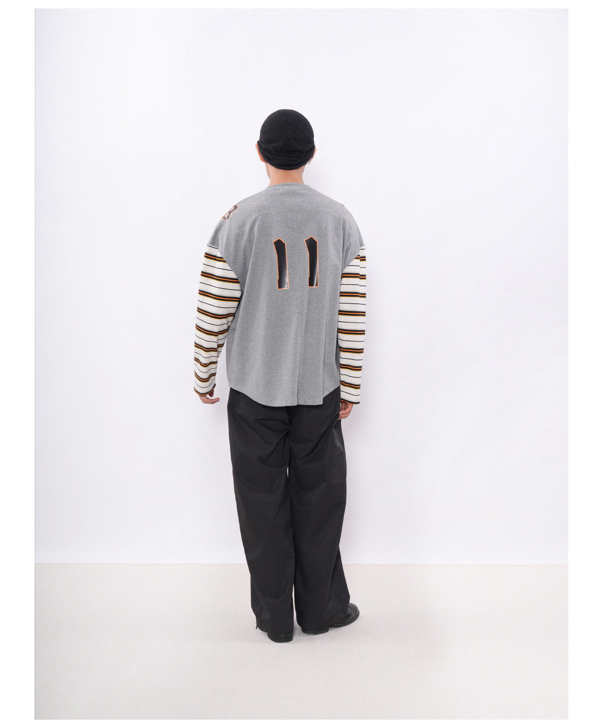 Printed Drop-Shoulder Striped T-Shirt