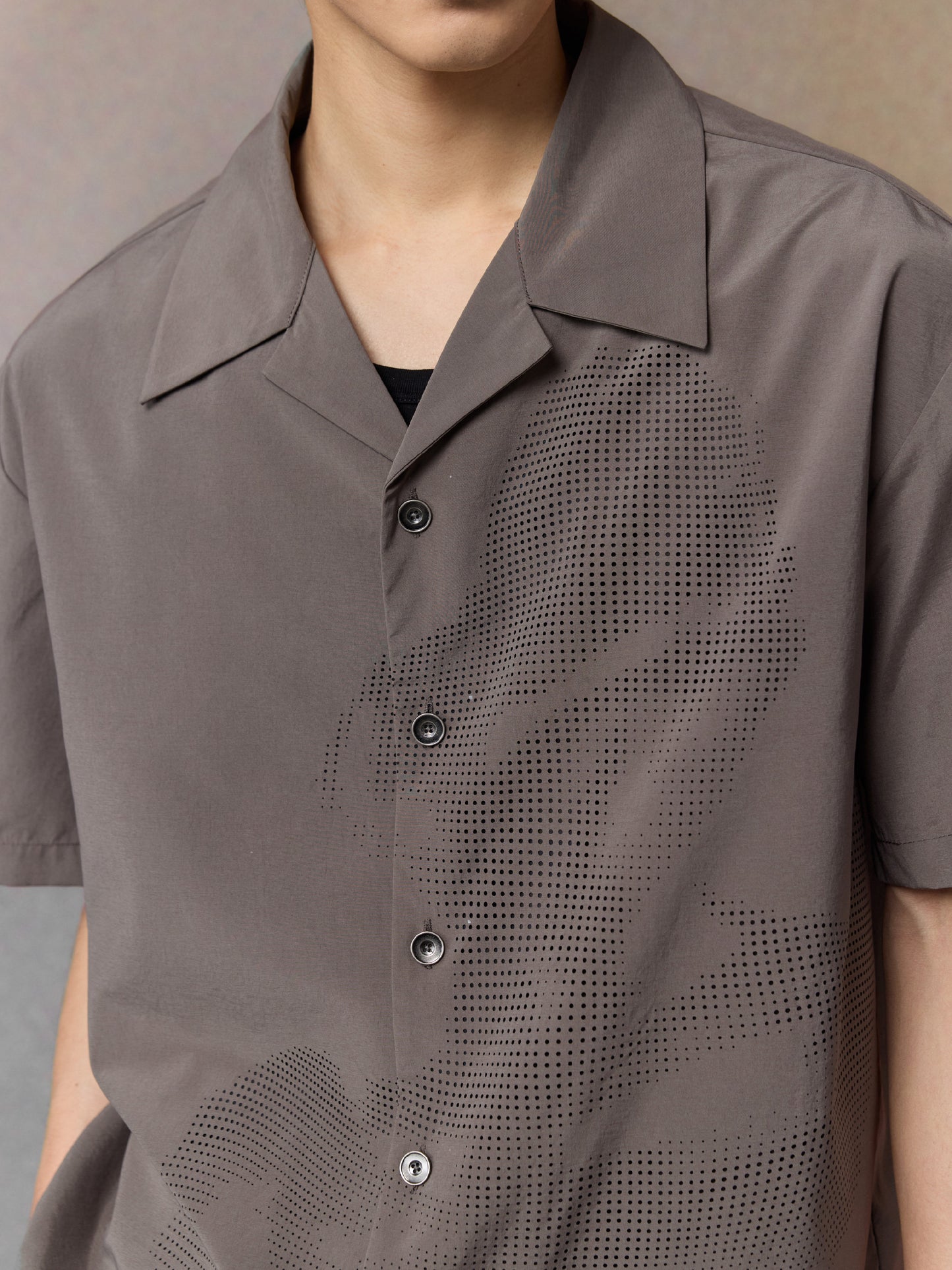 Laser-Cut Cuban-Collar Shirt