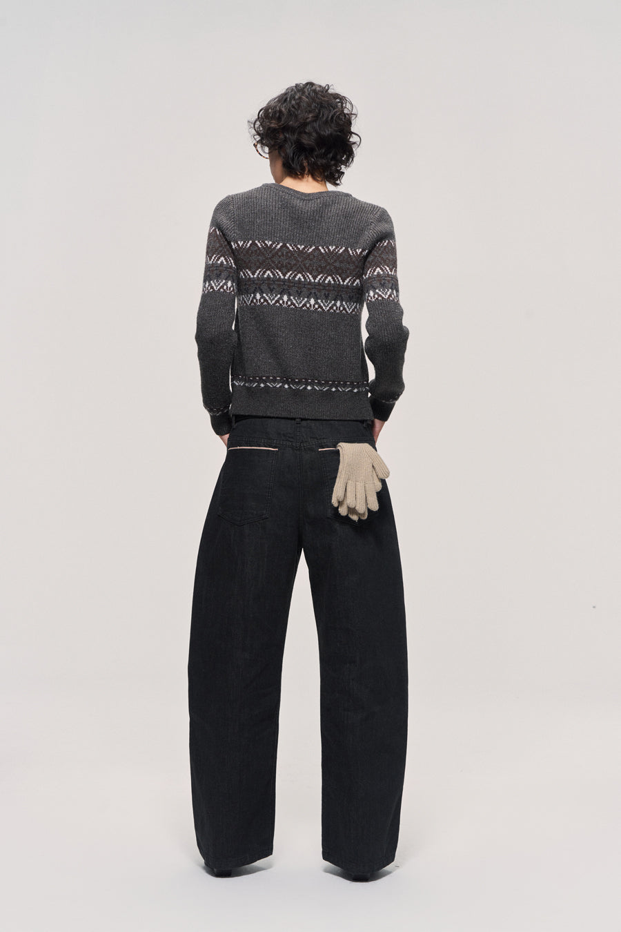 Jacquard wool blend cardigan