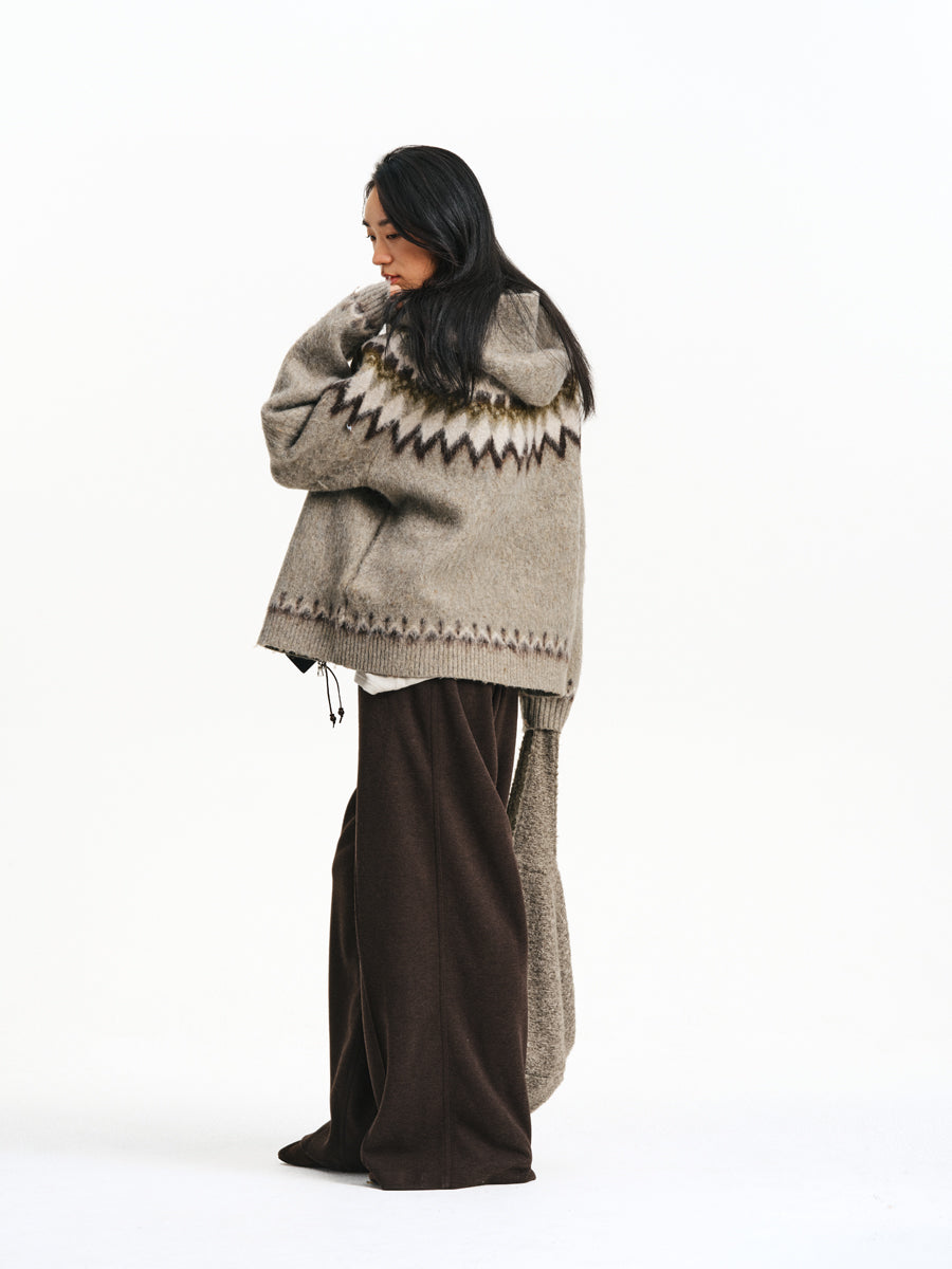 Fair Isle Hooded Jacquard Cardigan