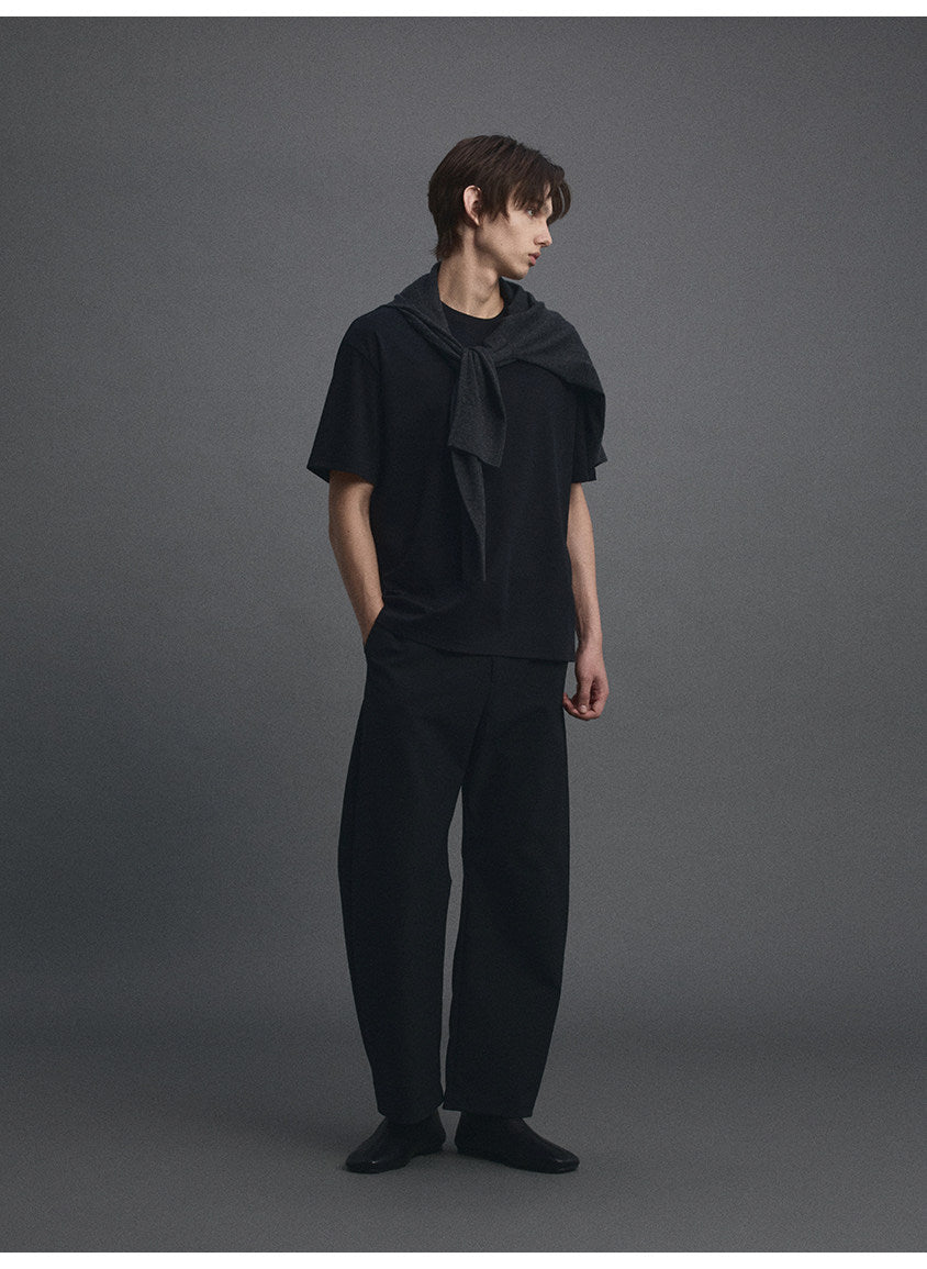 Curved-Cut Casual Pants