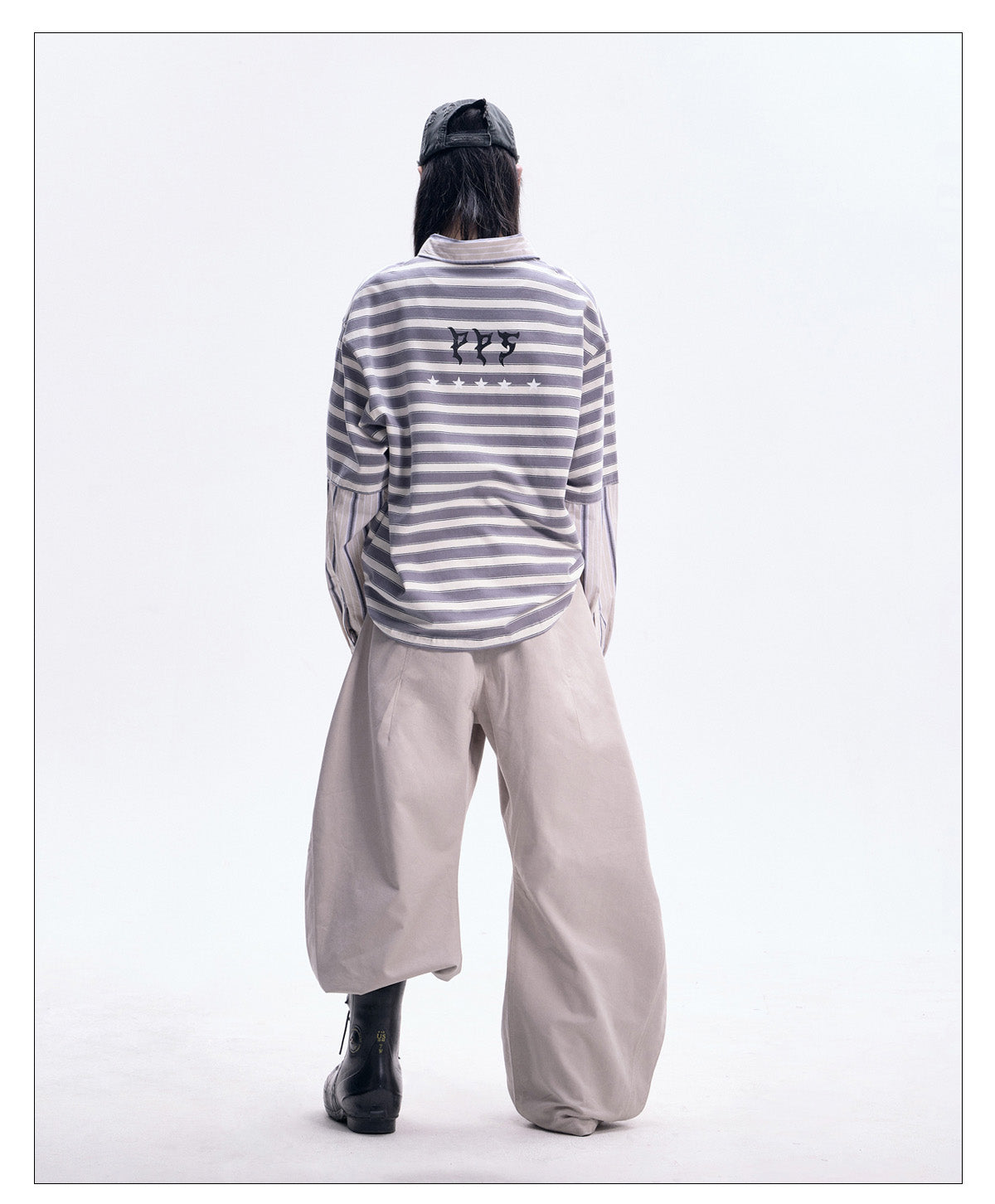 Draped wide-leg pants