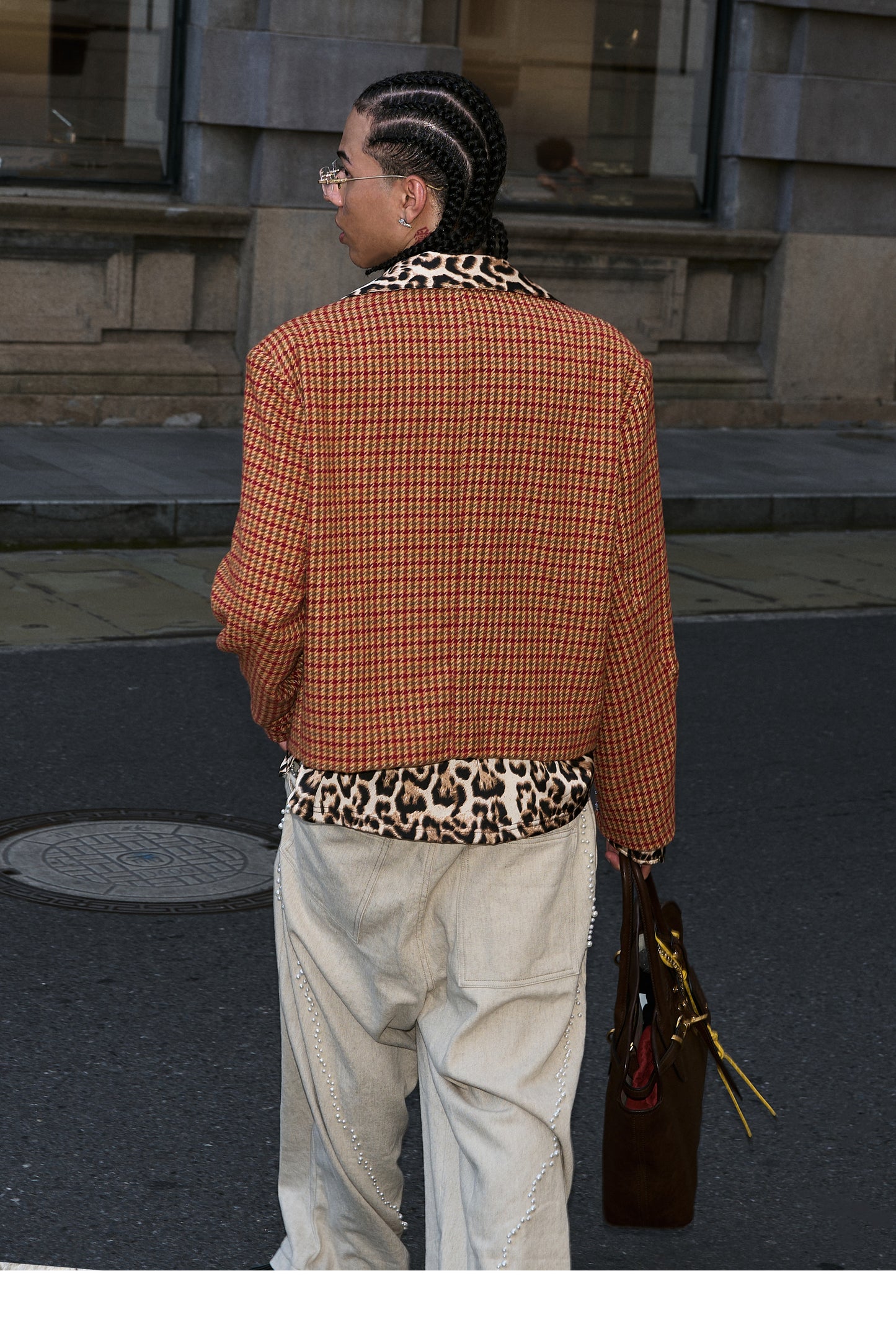 실크 텍스처 레오파드 프린트 샤트