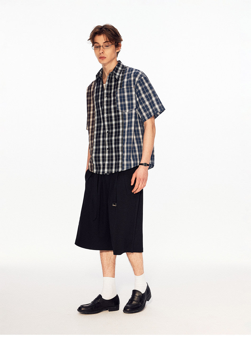 Retro Color-Block Checkered Shirt