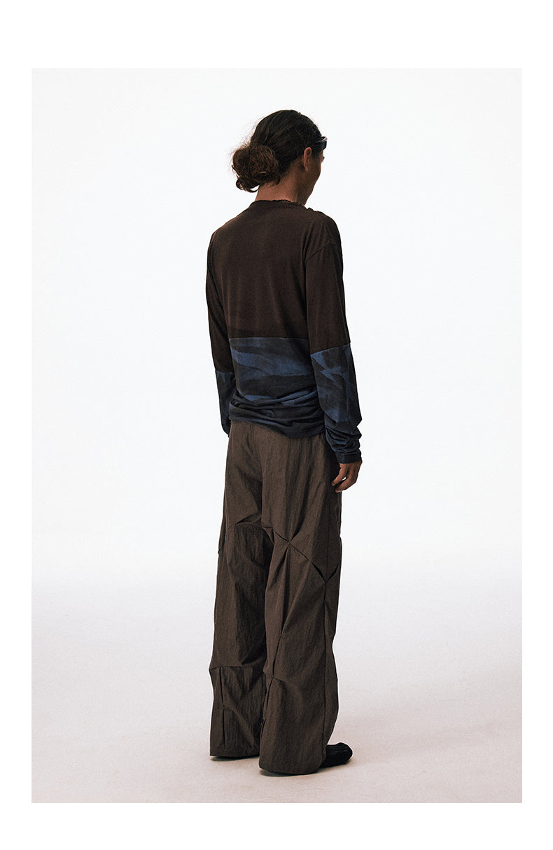 Wrinkle-processed loose-fit casual pants