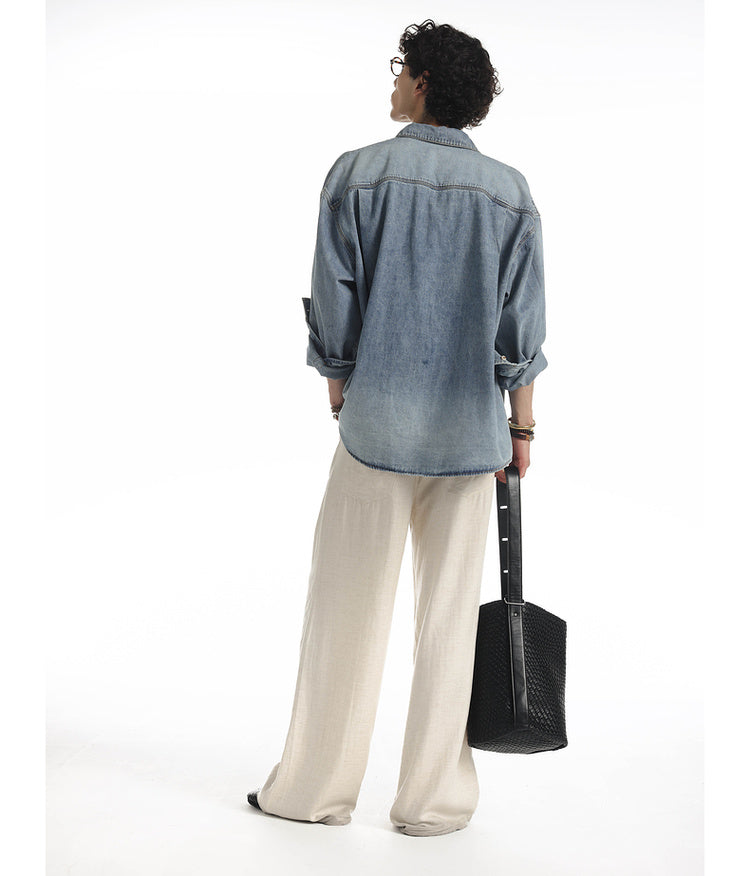 Vintage processed denim shirt