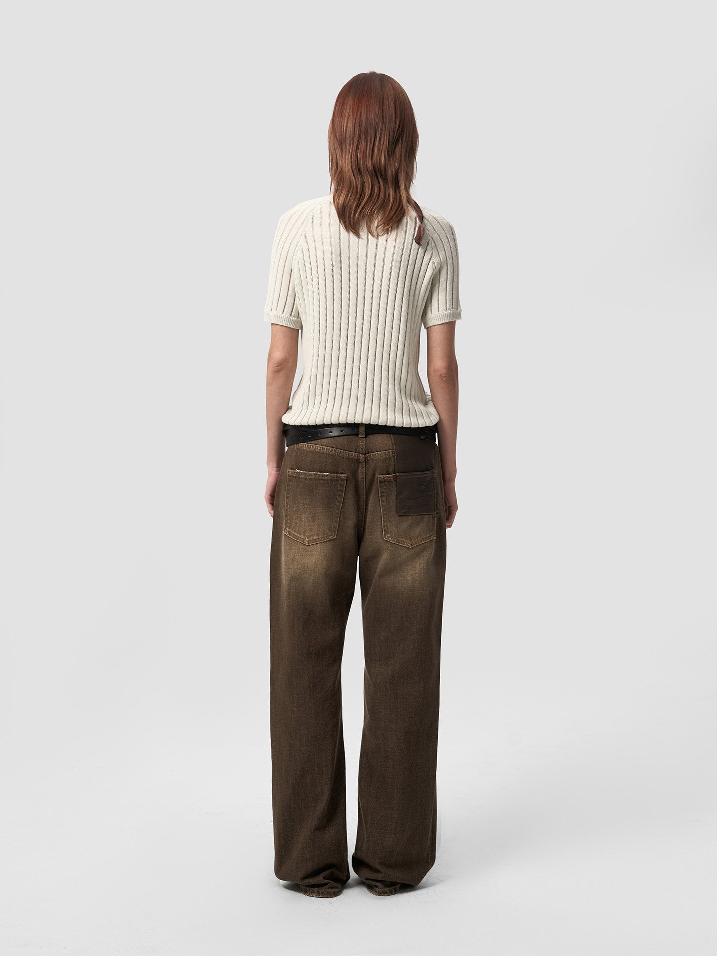 Jeans with Leather Patch Pockets