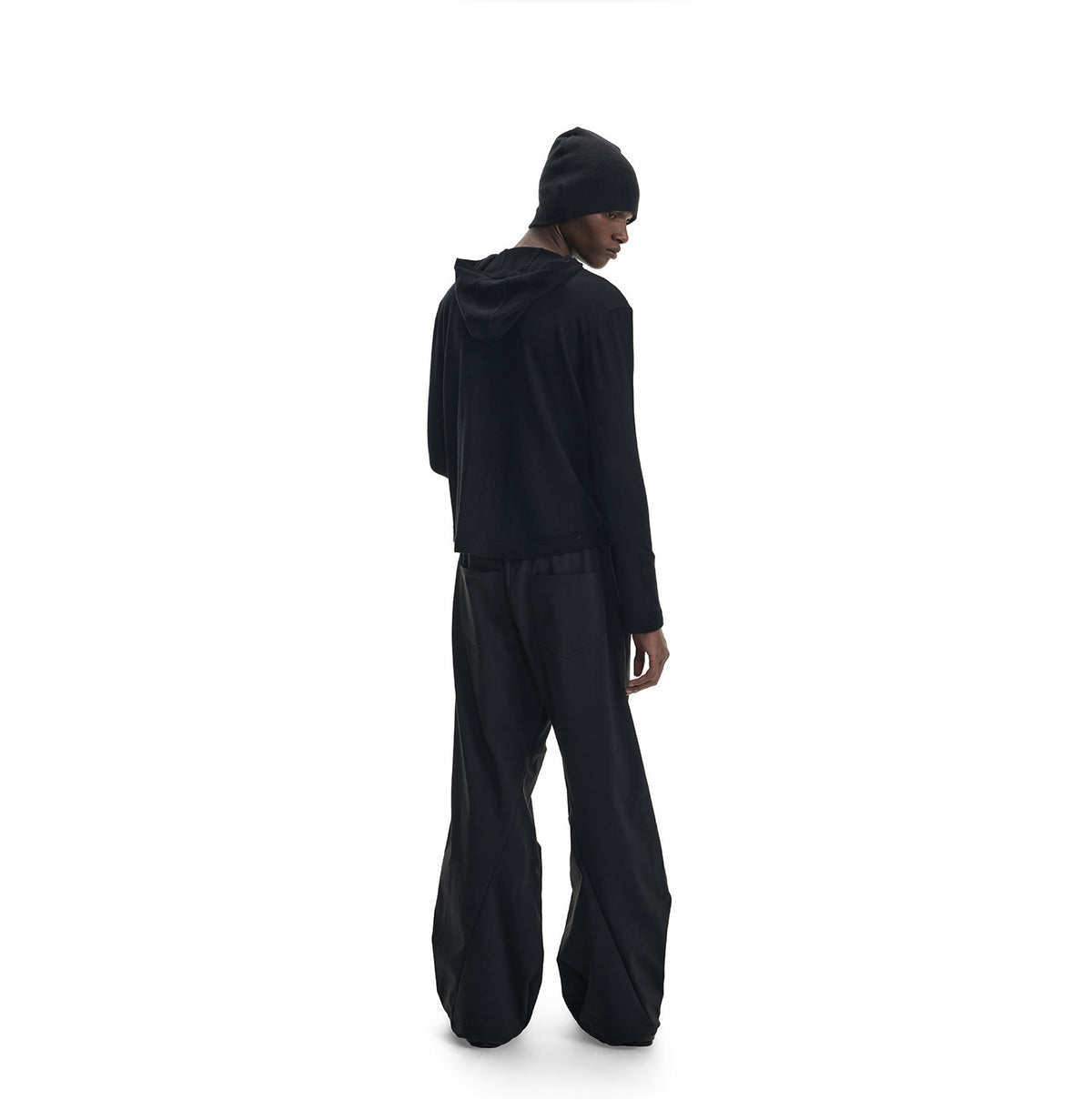 Knit Hoodie with Micro-Flared Cuffs and a Hood