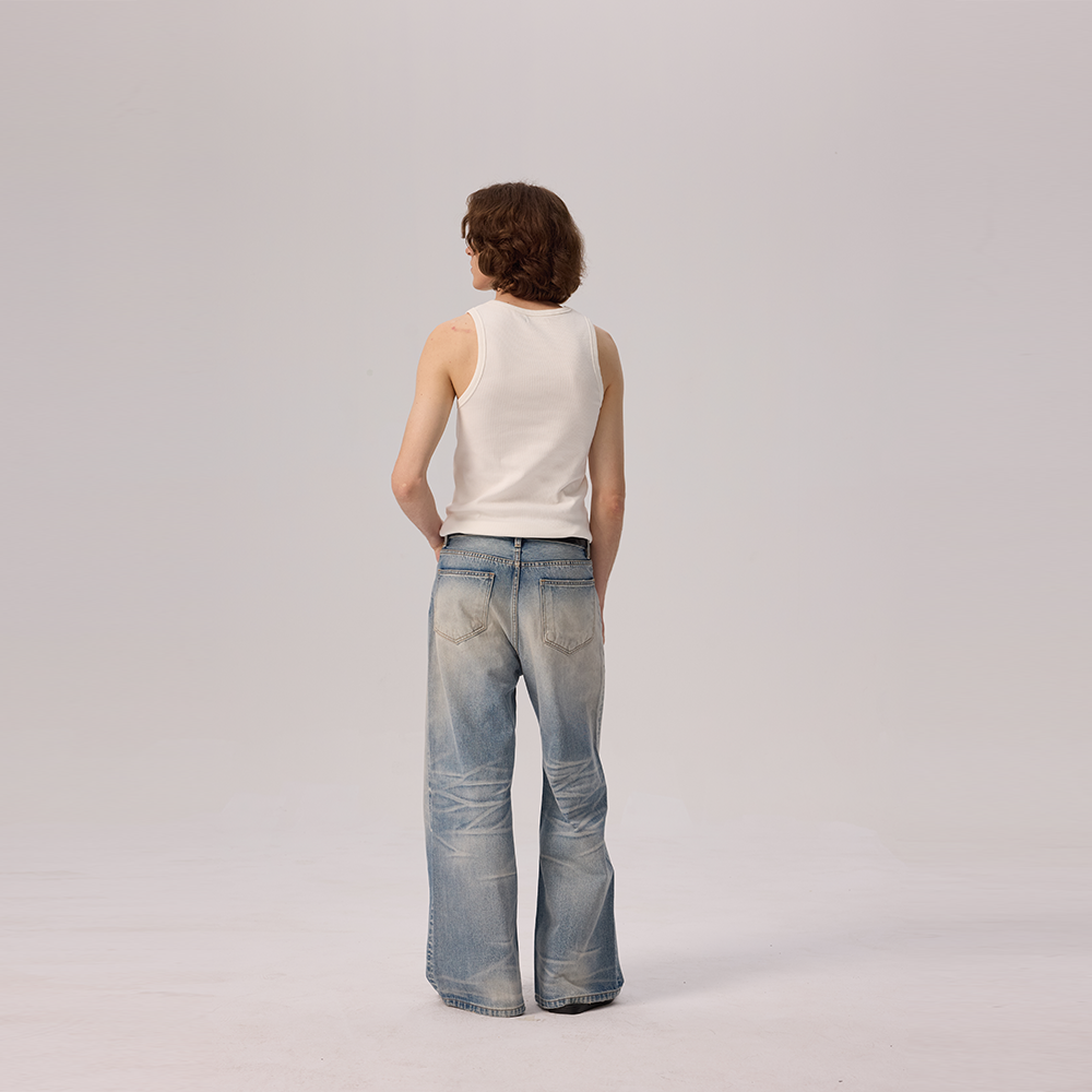 Light Blue Damaged Washed Jeans