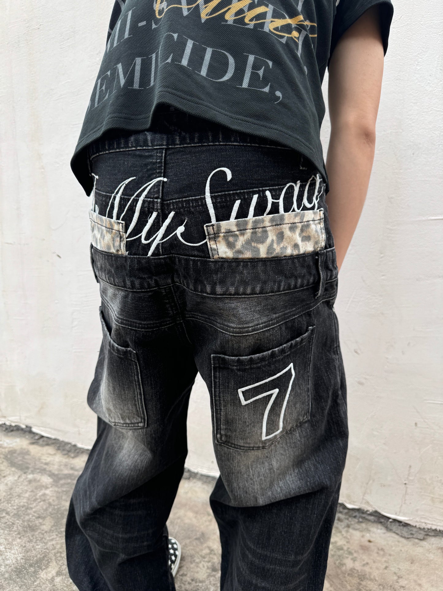 Double-Waistband Baggy Jeans