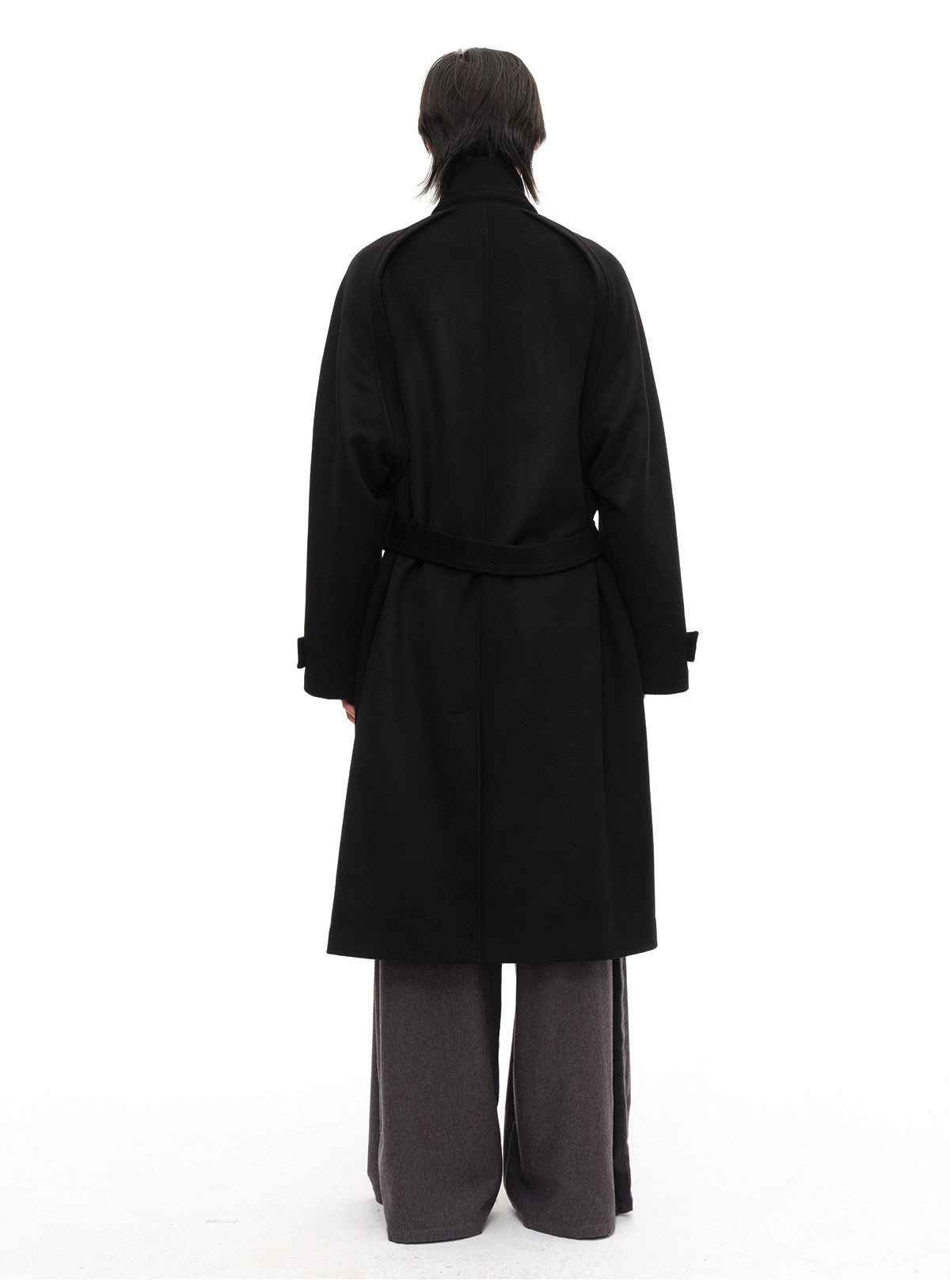 Double-breasted Raglan Coat with Belt