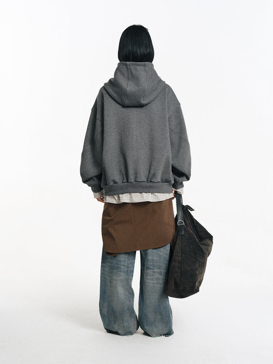 Faux two-piece hooded sweatshirt