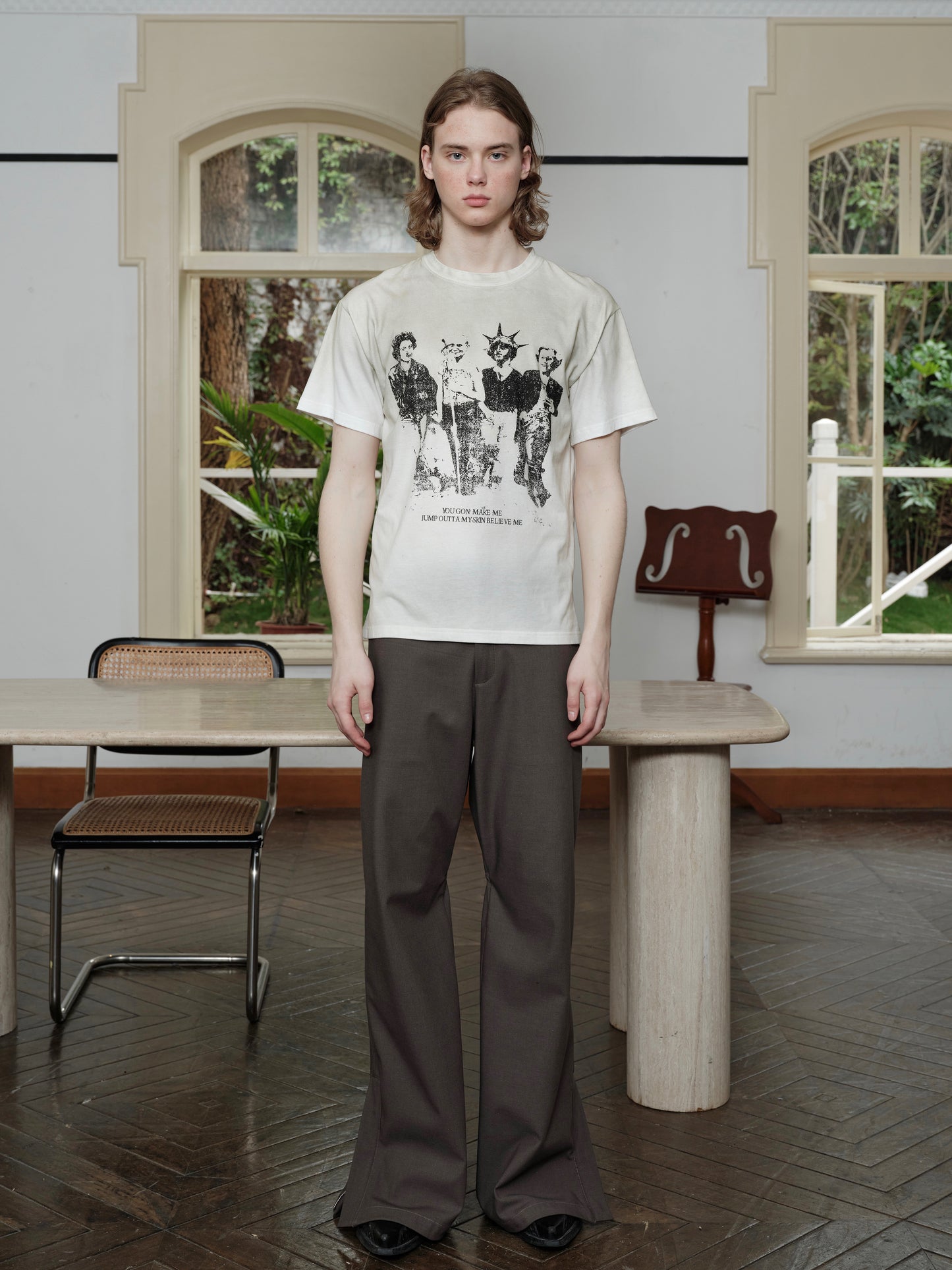 Damaged Washed Short-Sleeved T-Shirt