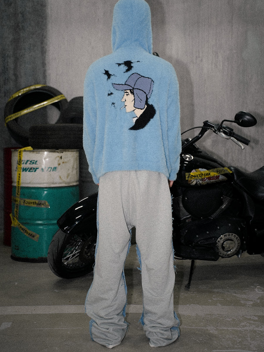 Whiskers Denim Patchwork Sweatpants