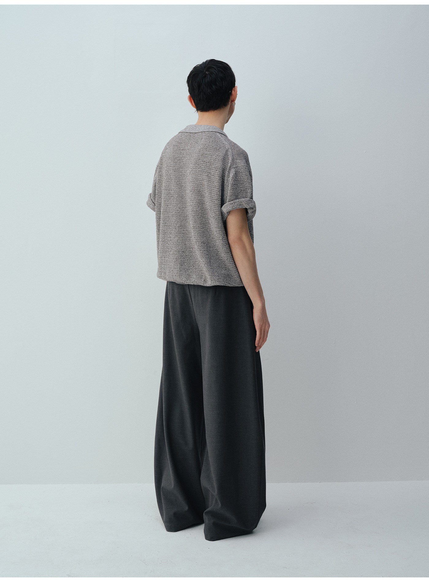 더블 플리츠 울 블렌드 캐주얼 팬츠