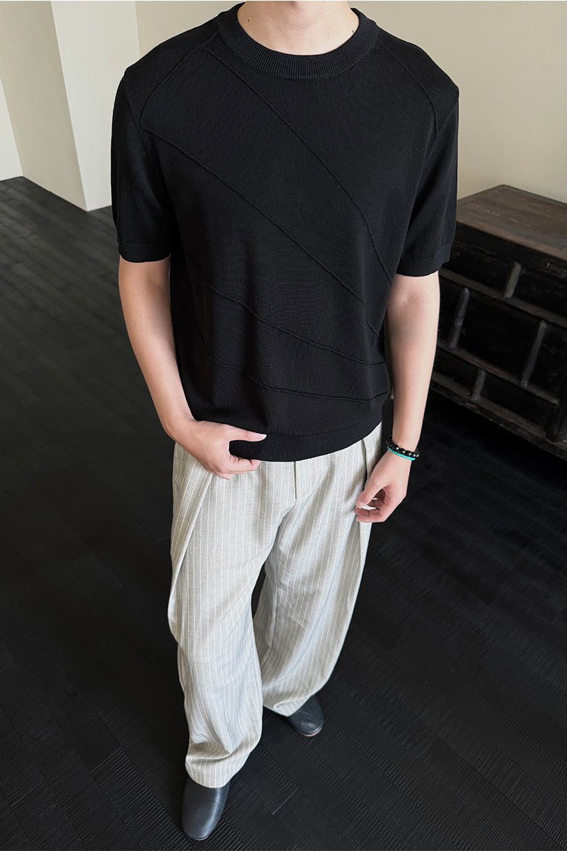 3D Jacquard Knitted Crew Neck Shirt
