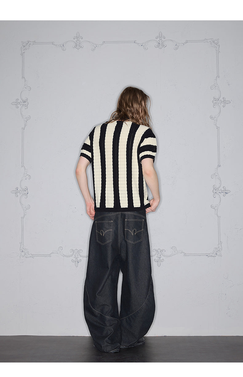 Embroidered knit polo shirt