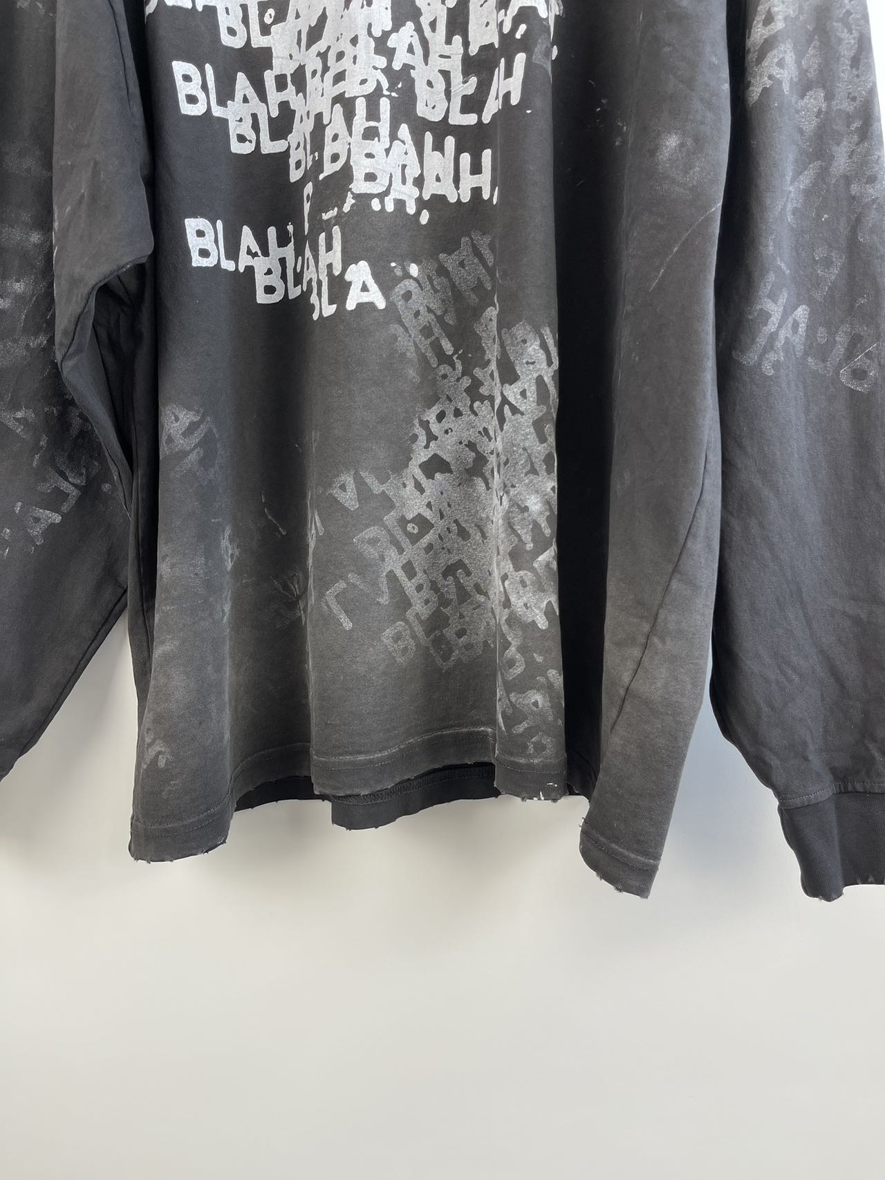 Washed distressed long sleeve shirt