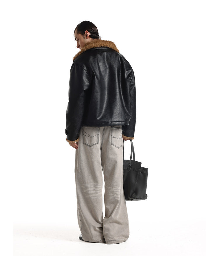 Slub Fleece Collar Thick Jacket