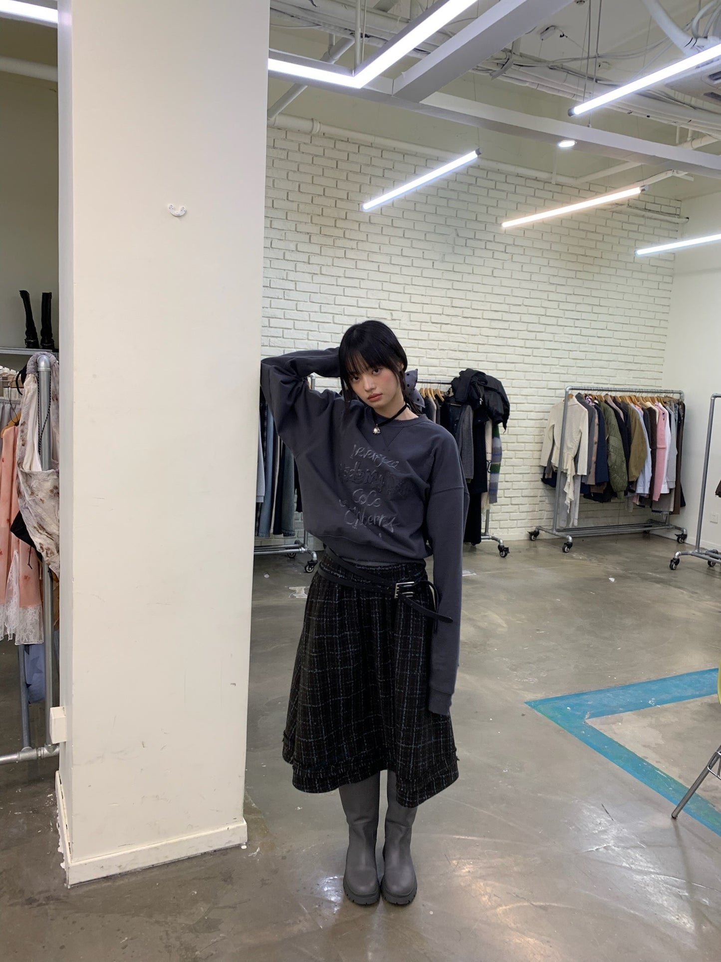 Patch Embroidery Print Crewneck Sweatshirt