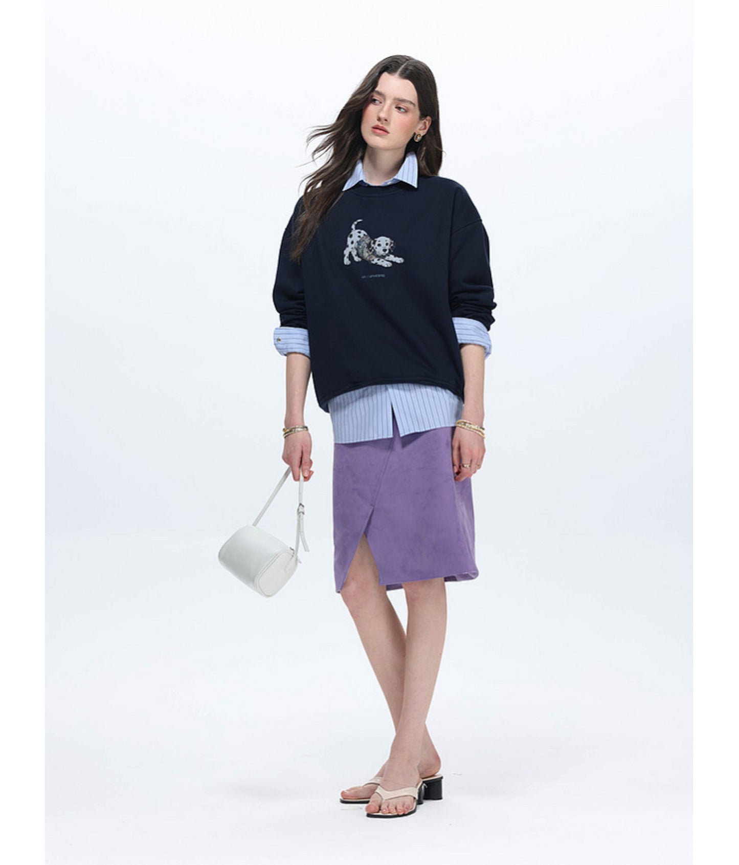Loose-Fitting Printed Crew-Neck Sweatshirt