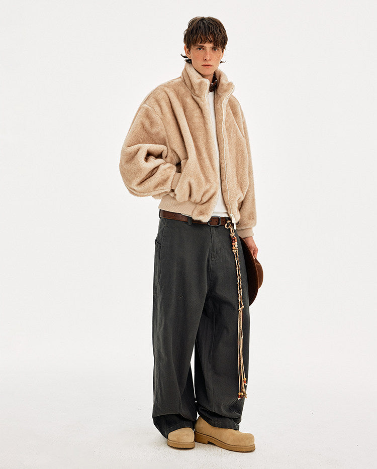 Faux Fur Stand Collar Jacket