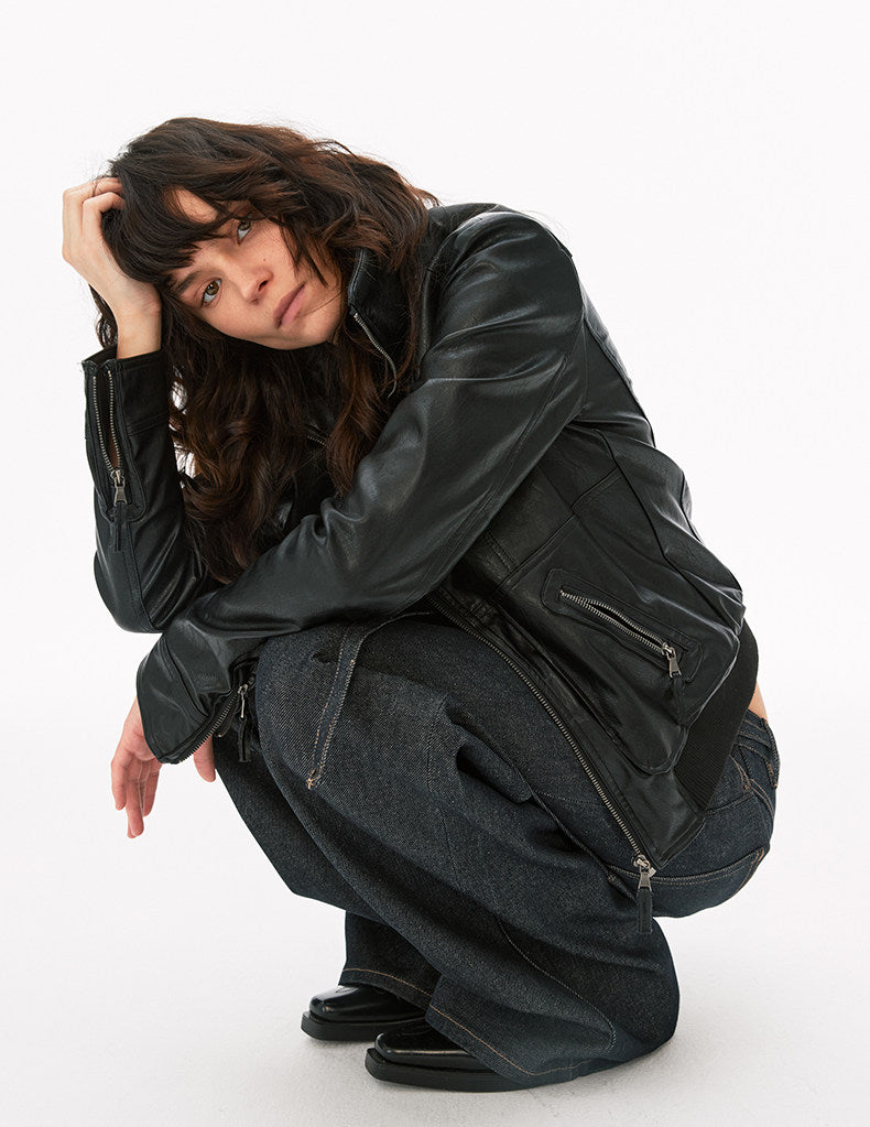 Minimalist Lace-Up Raw Denim Pants