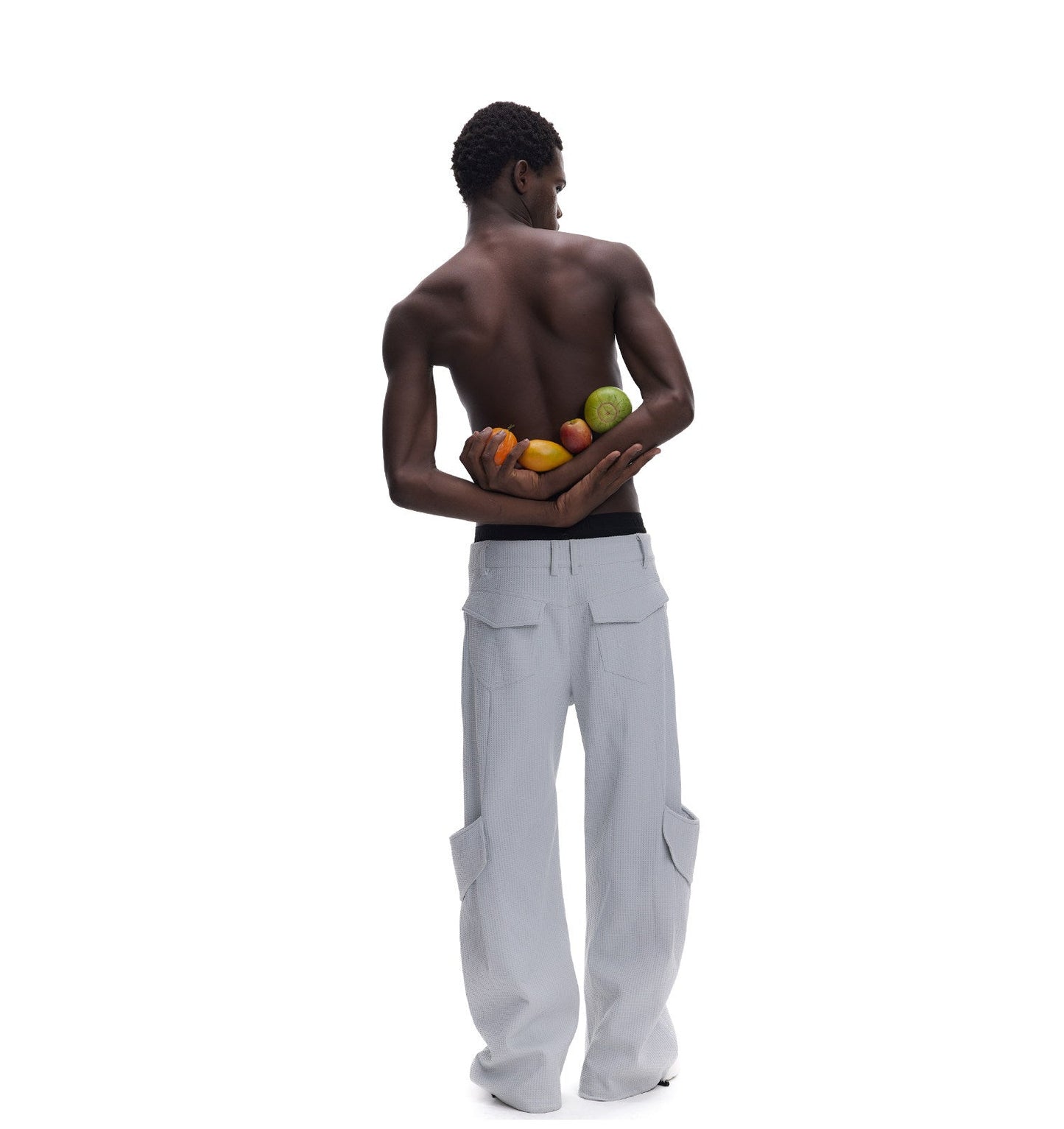 Waffle-Textured Pleated Casual Pants