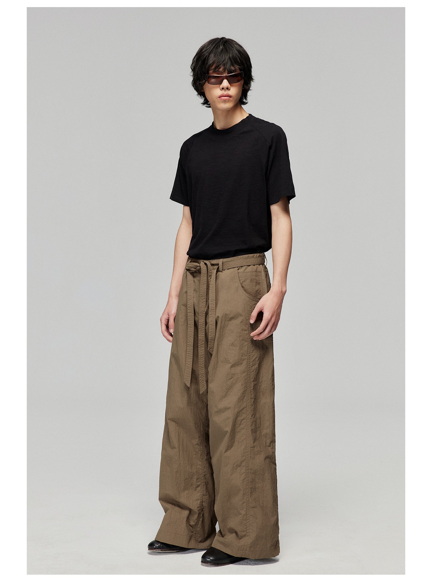 Nylon Double Belt Casual Pants