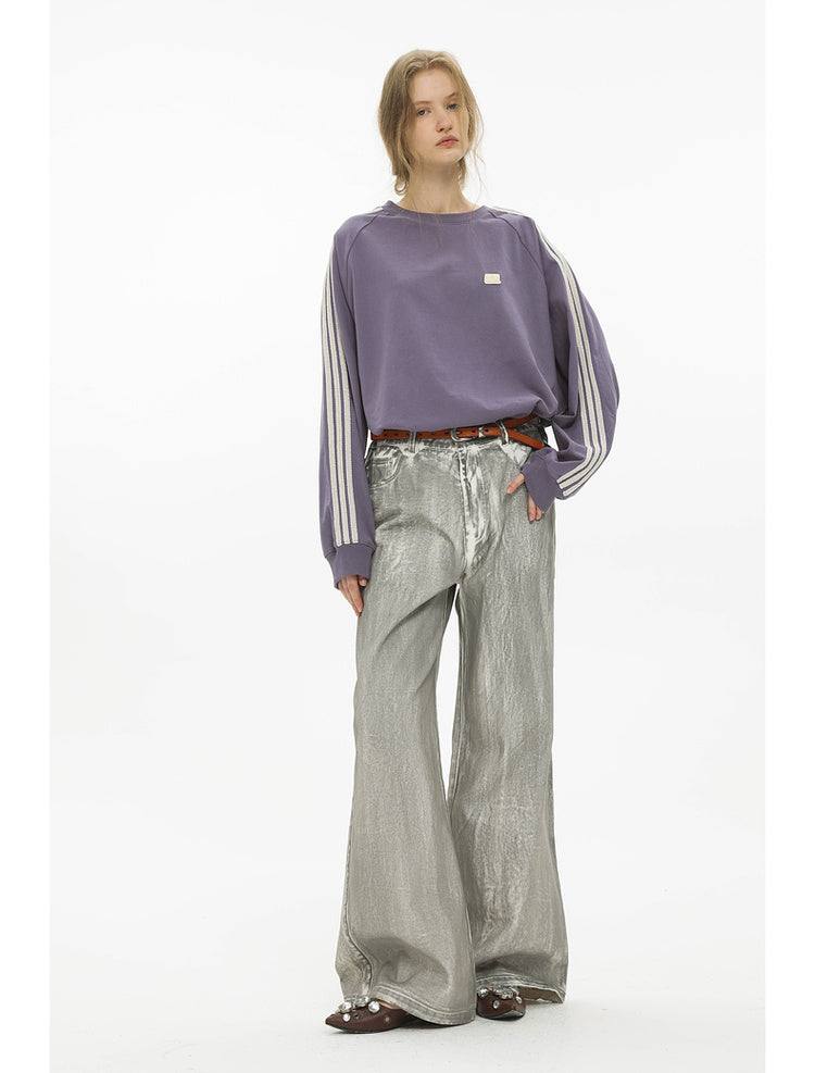 Rubbing Straight Leg Loose Denim Pants