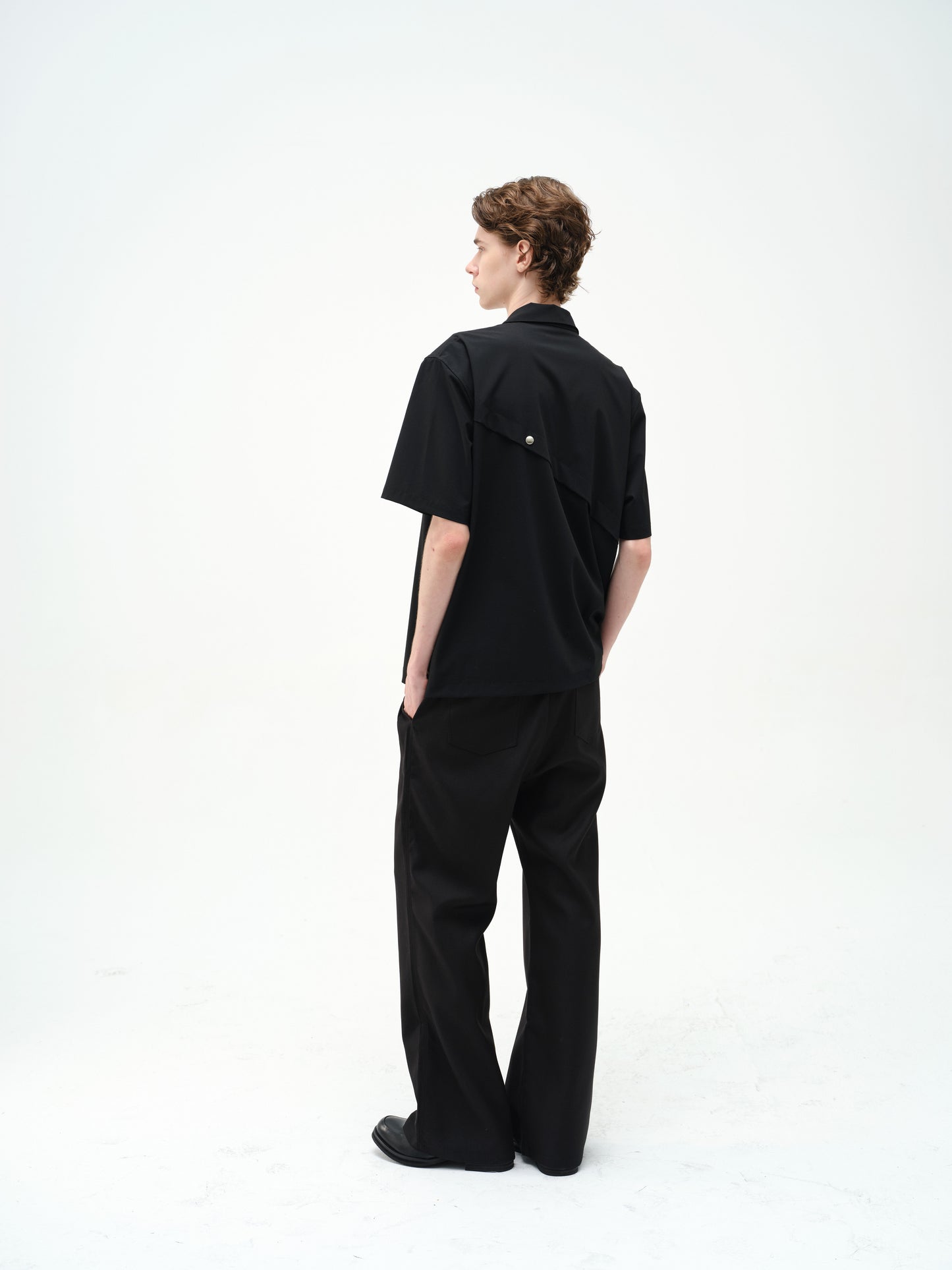 Loose-fit Asymmetrical Snap-Button Shirt