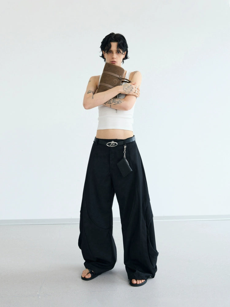 Deconstructed wide-leg pants