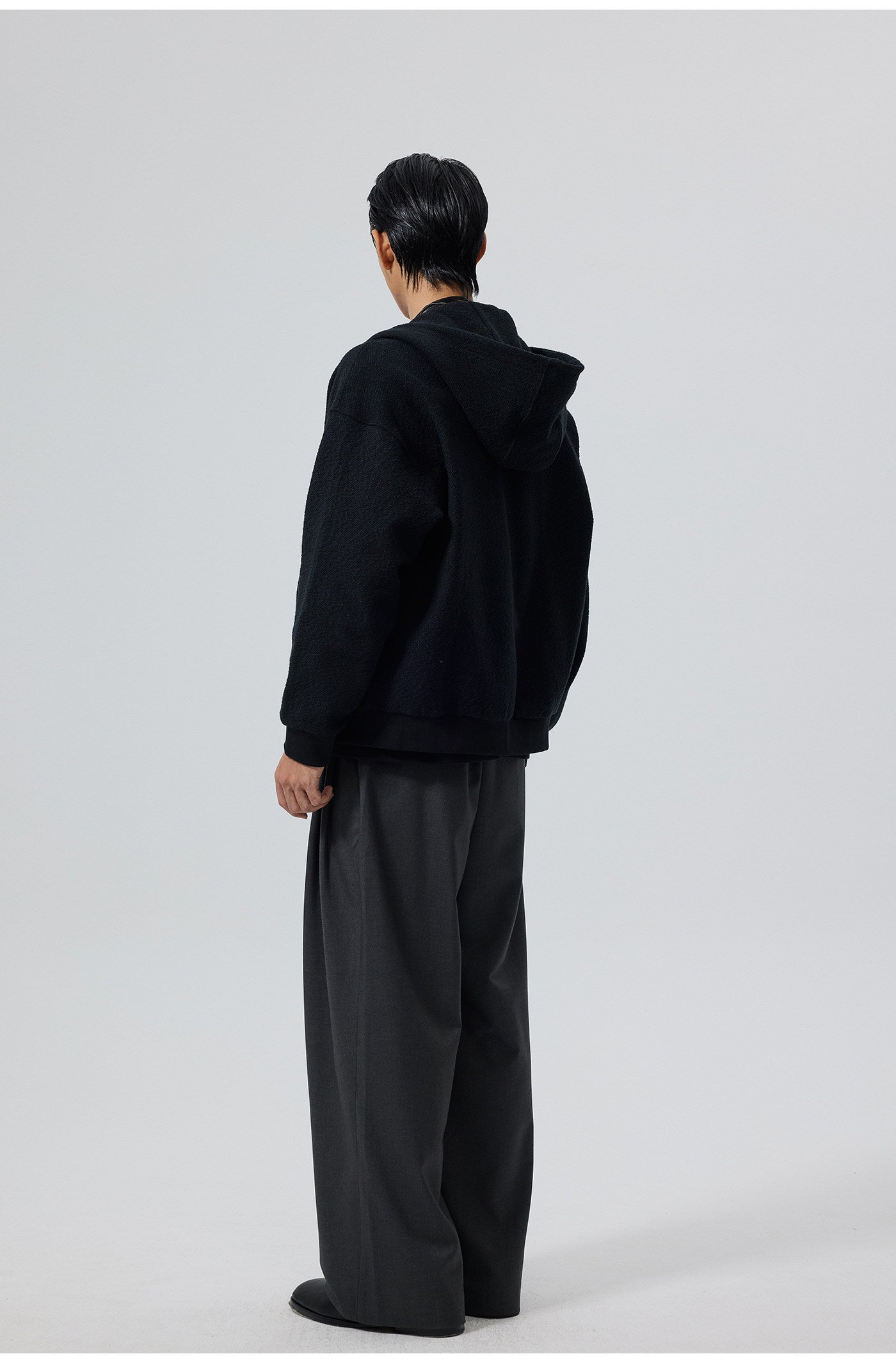 Button-down hooded sweatshirt