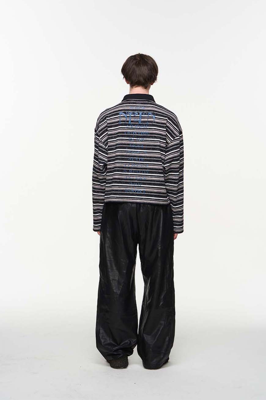 Washed Damaged Stripe Polo Shirt