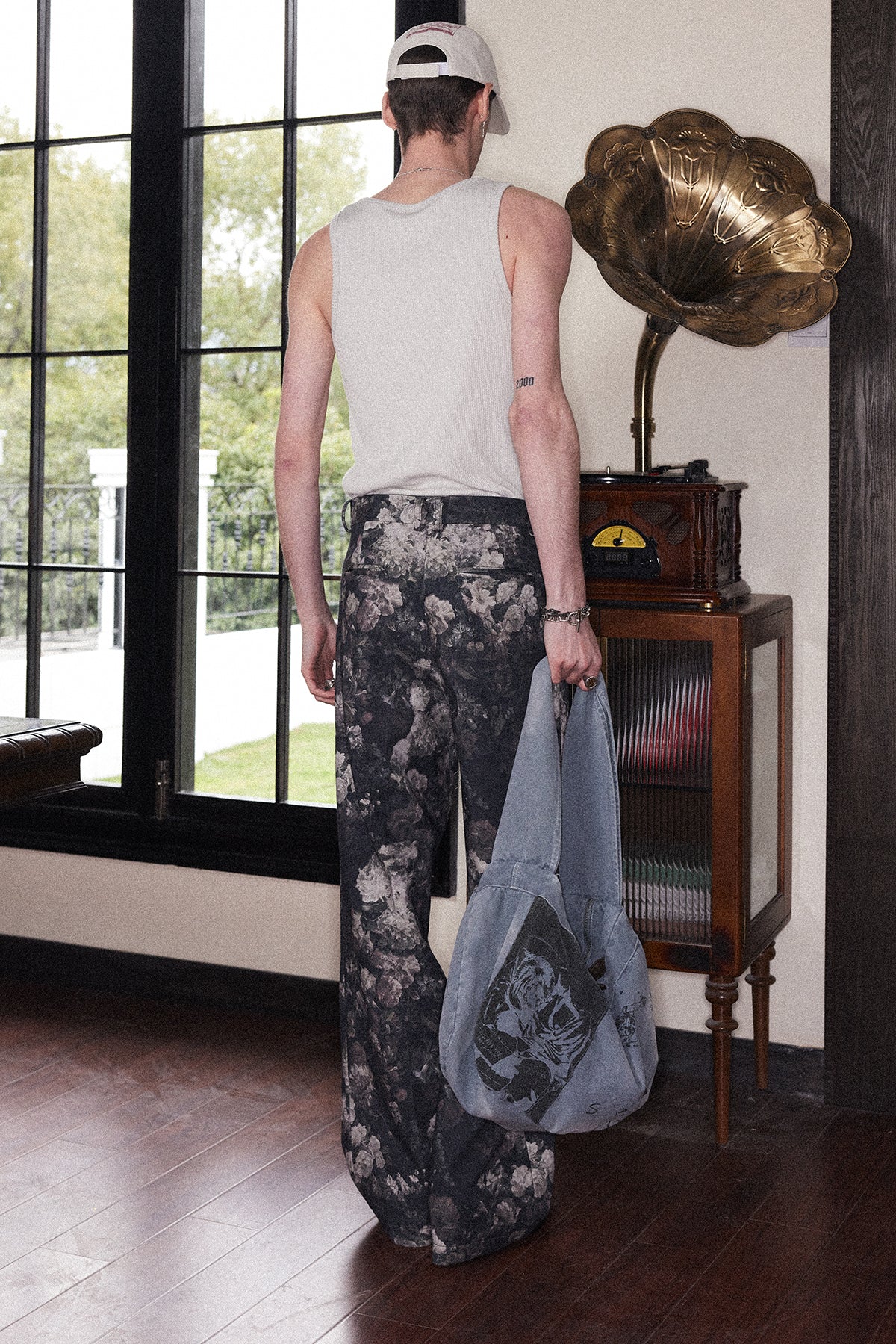 Jacquard print casual pants