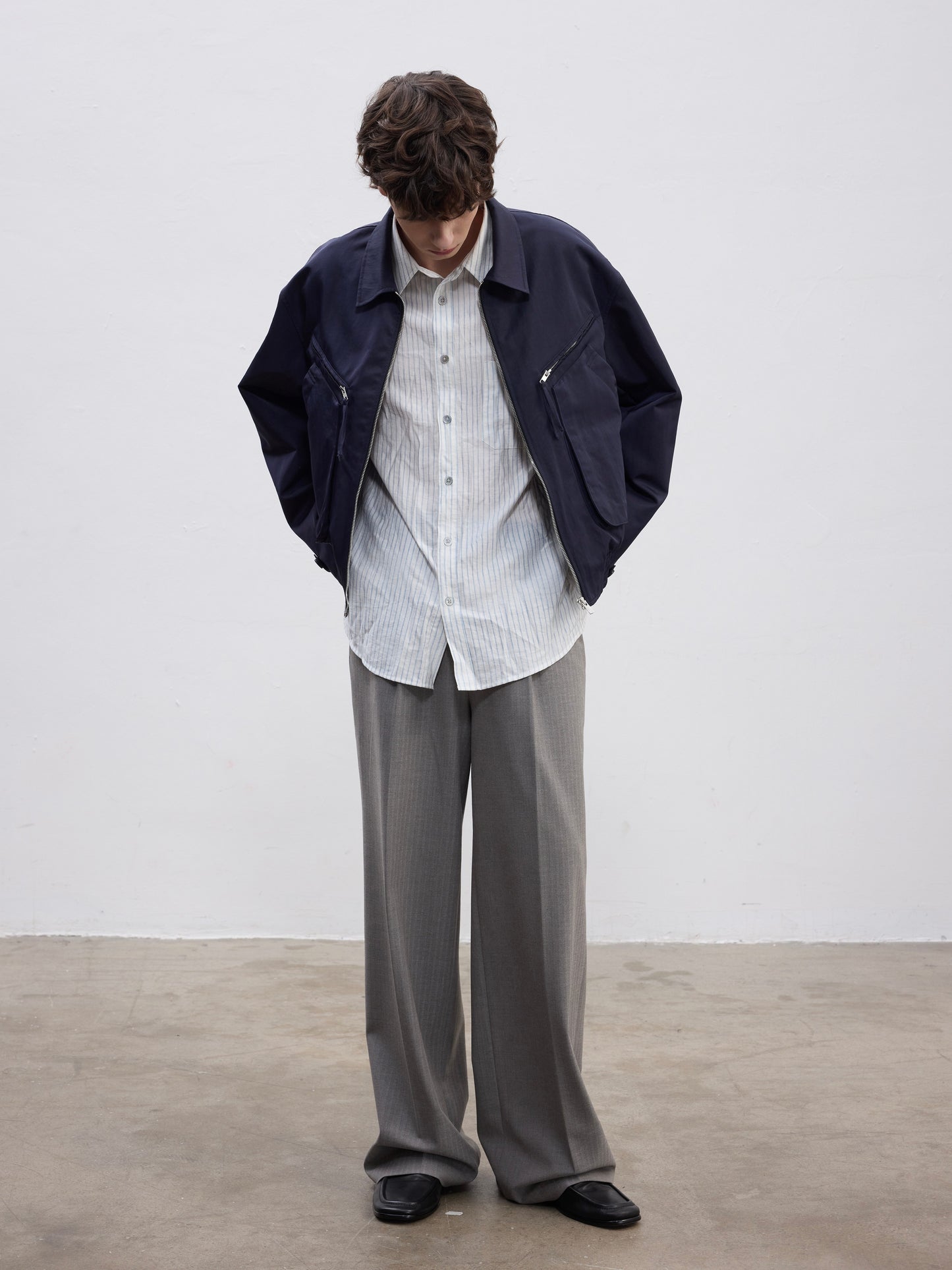 Striped Pleated Casual Pants