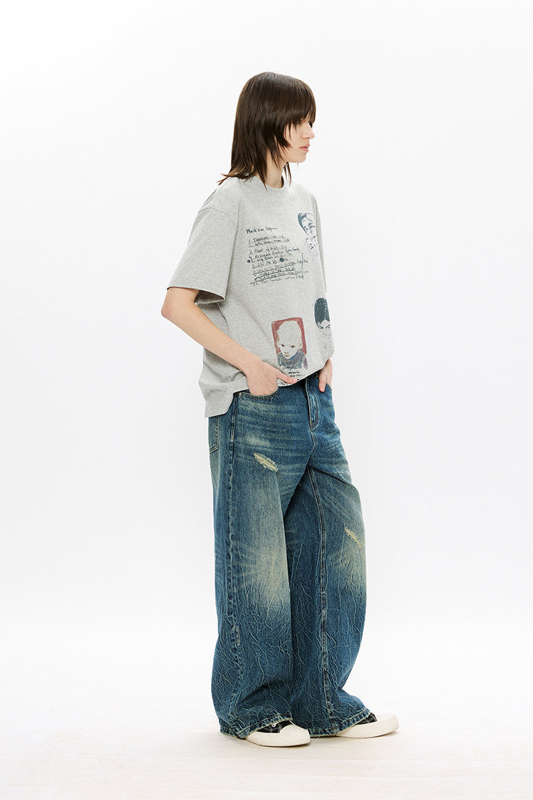 Ripple Wash Denim Pants