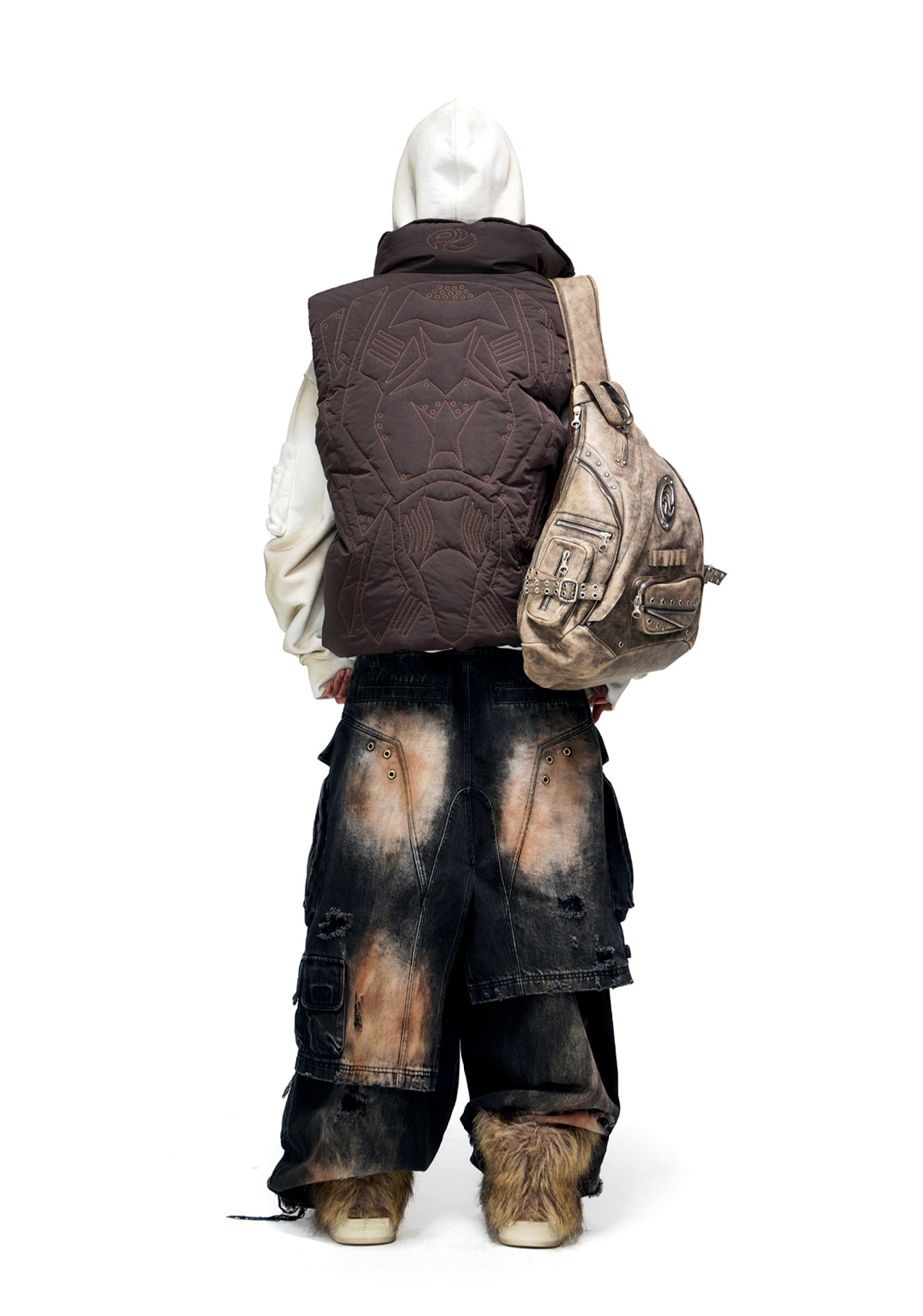 Armor stitch embroidered down vest