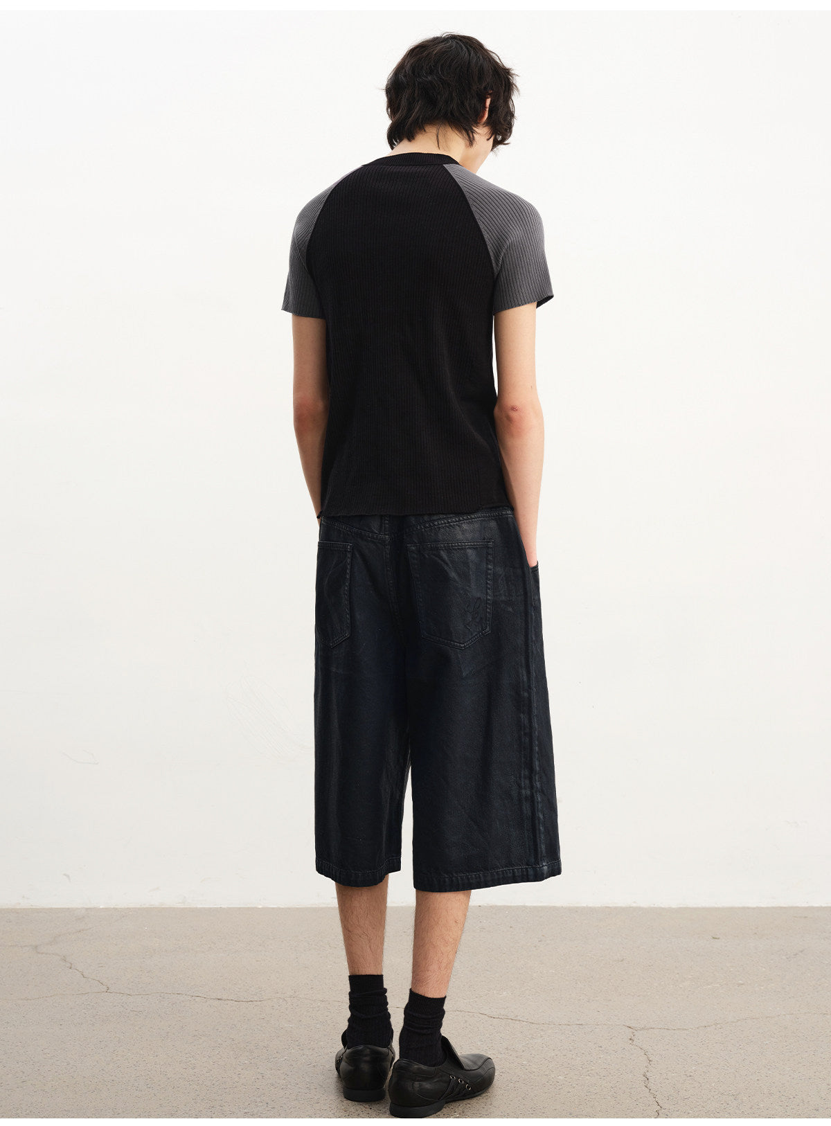 Waxed Denim Shorts
