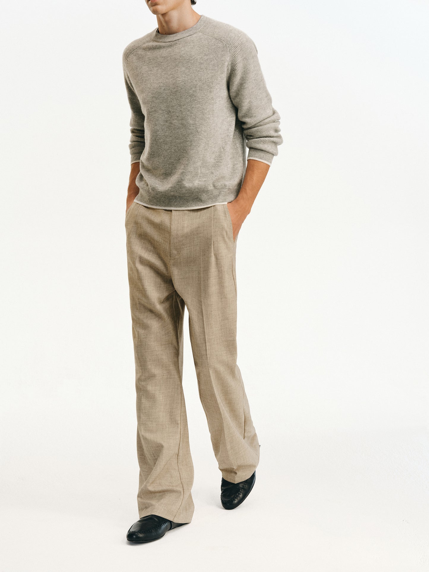 Wrinkle-Resistant Wool Casual Pants