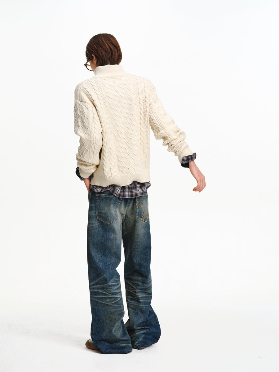 Stand Collar Half-Zip Sweater