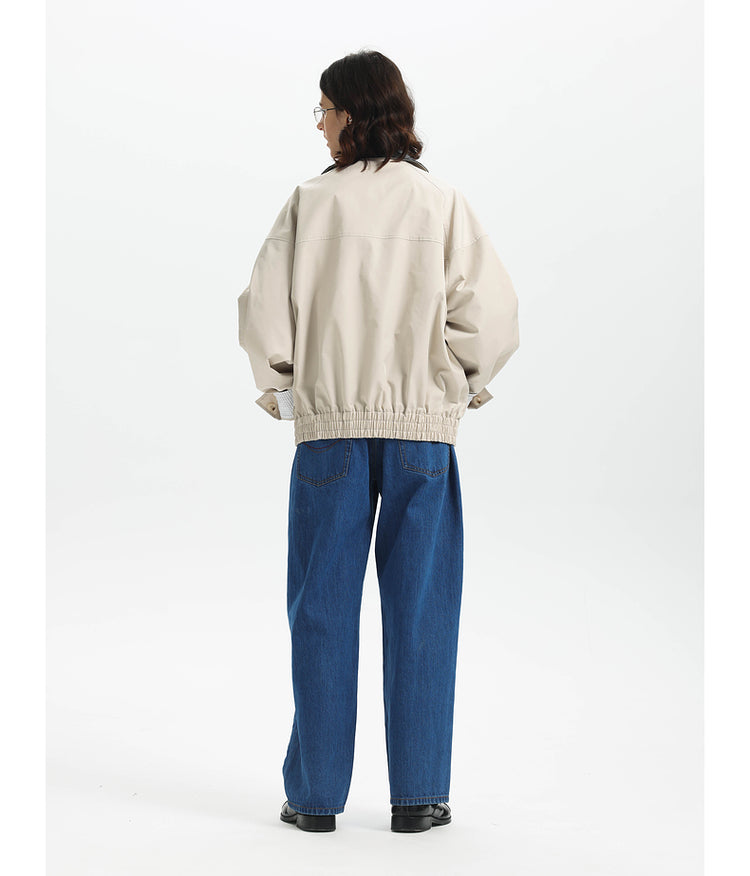 Water-repellent checkered leather lapel jacket