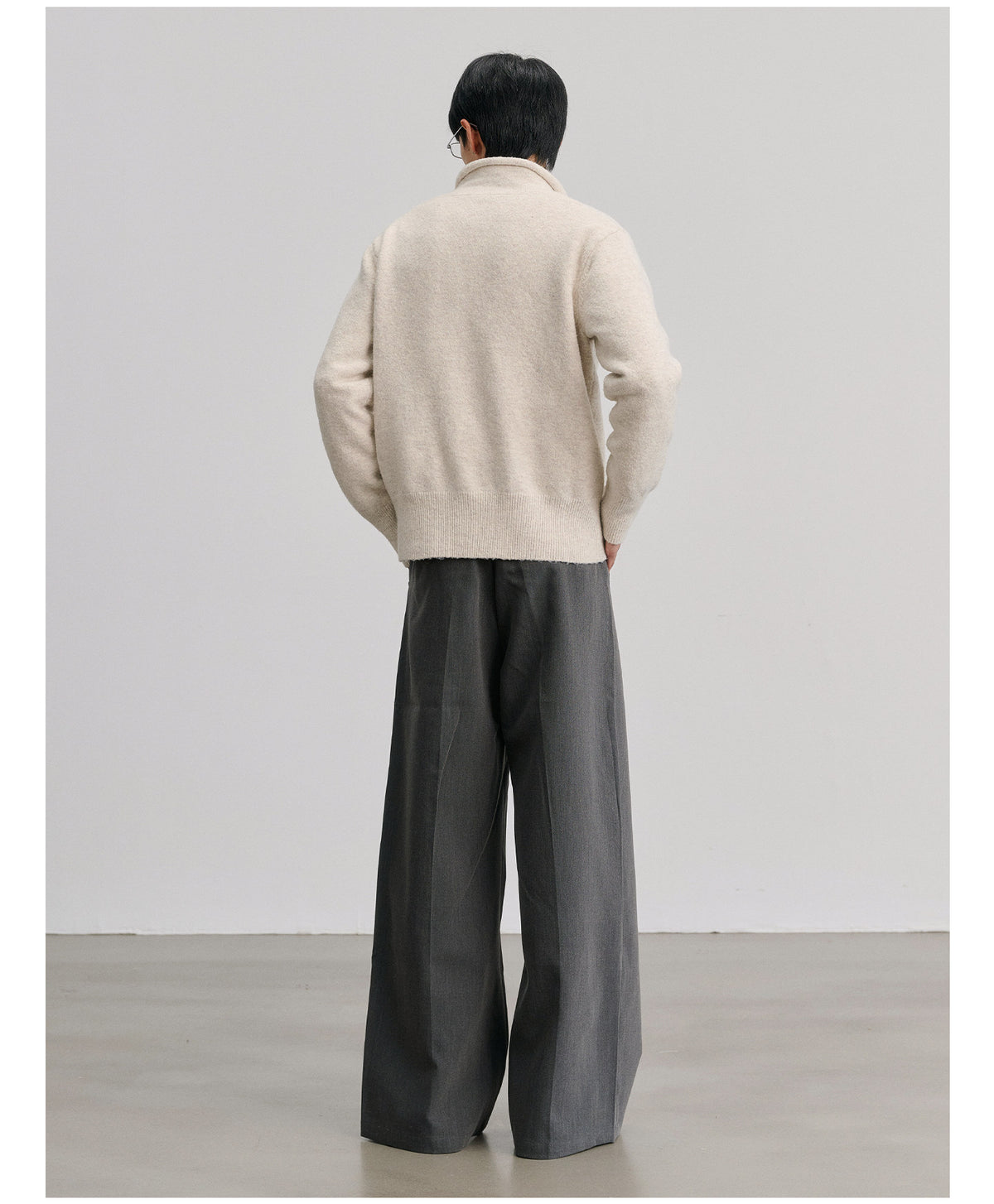 Moring Sand Clock Neck Knit Wool Cardigan