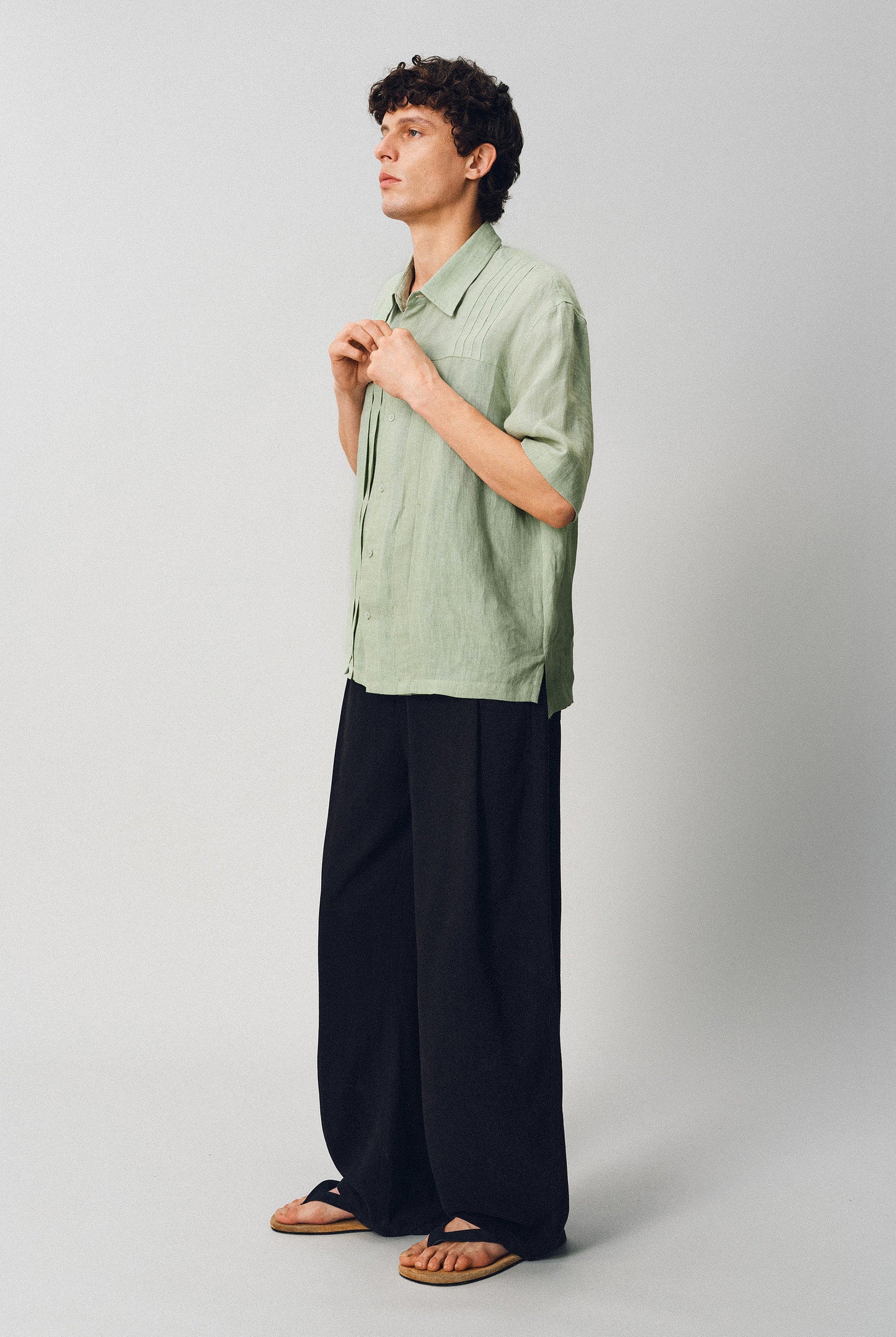 Wrinkled-effect Pleated Shirt