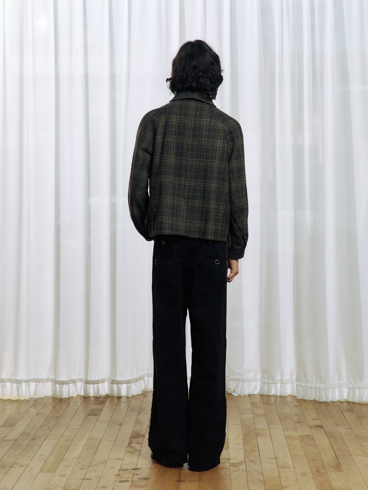 Pleated Design Cotton-Wool Jacket