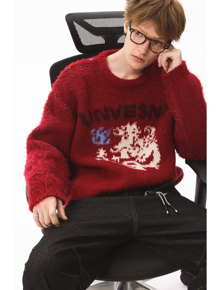 Pearl Full Jacquard Chunky Round Neck Sweater