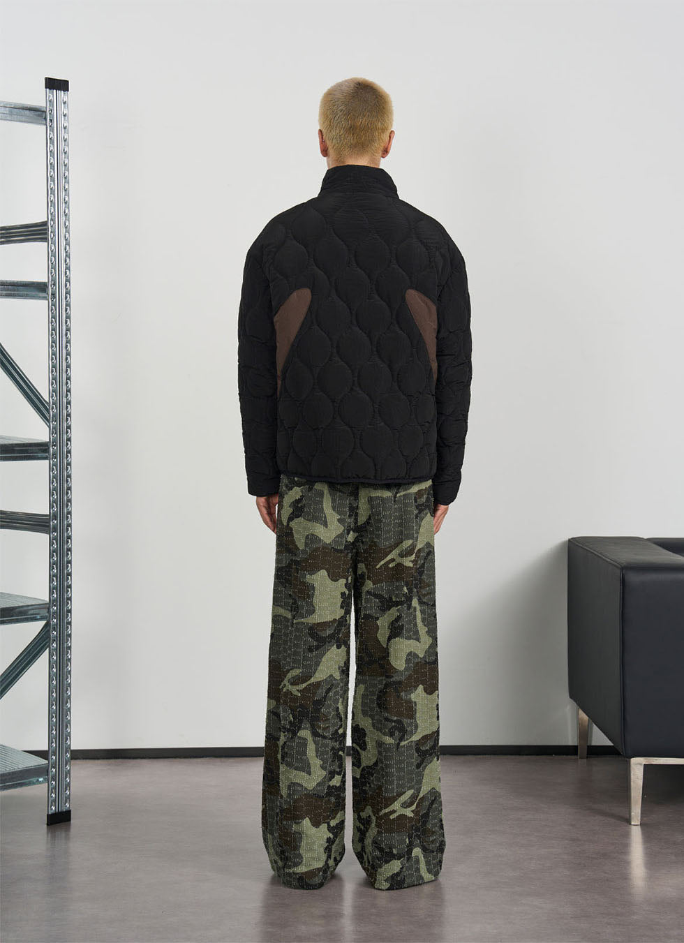 Stand collar patchwork cotton jacket