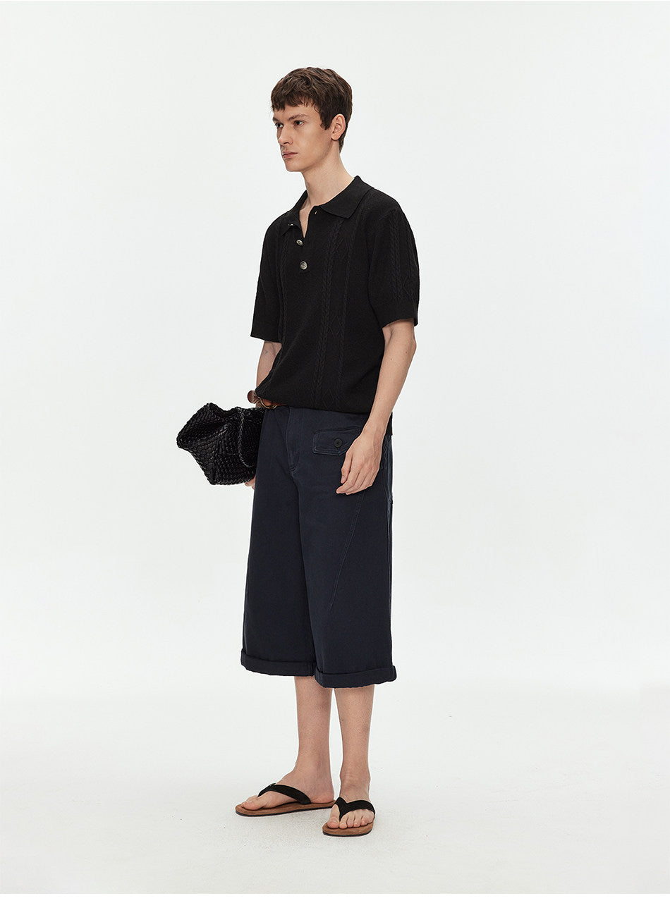 Wool-Blend Knit Polo Shirt